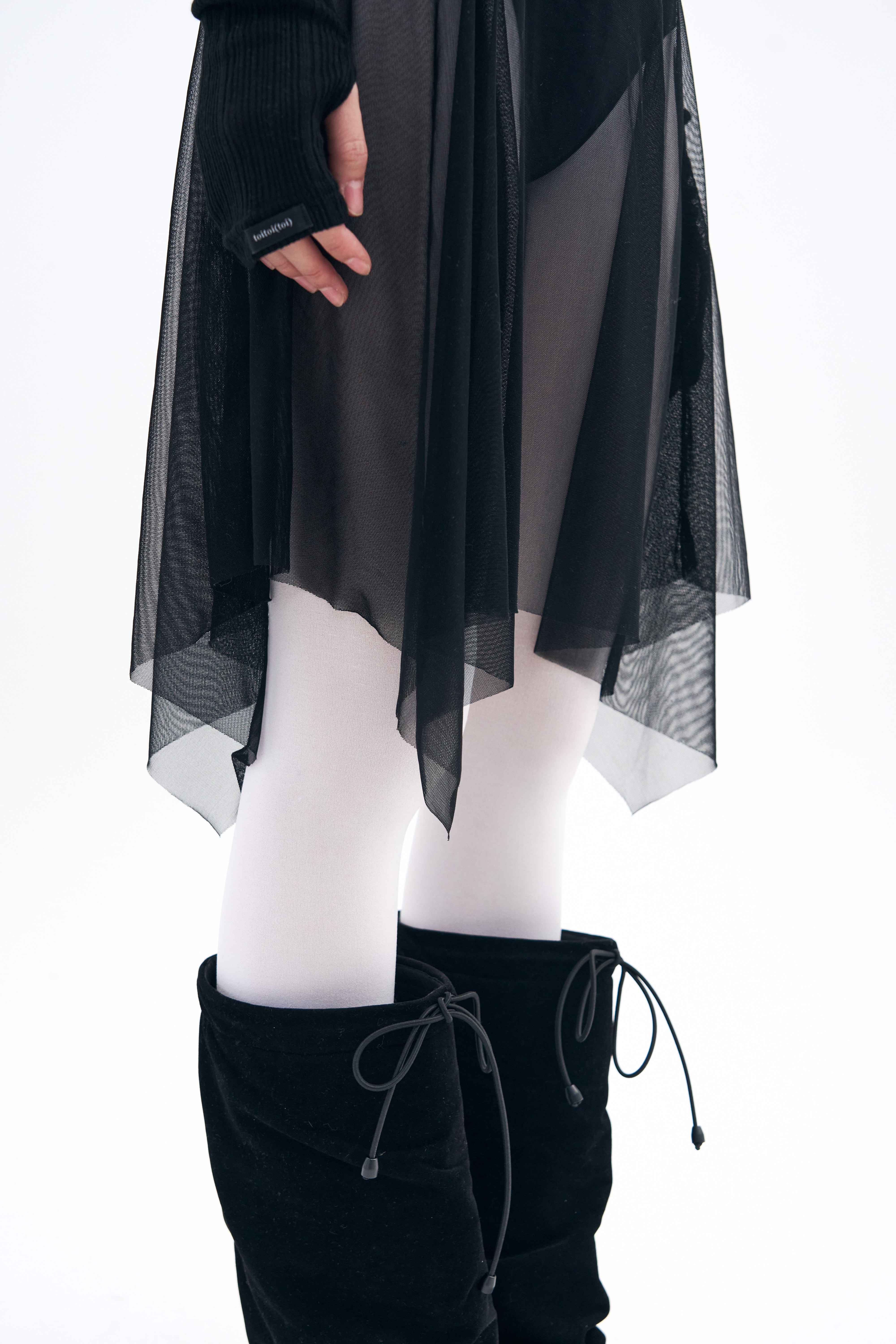 Bow of Air Mesh Skirt _ Black