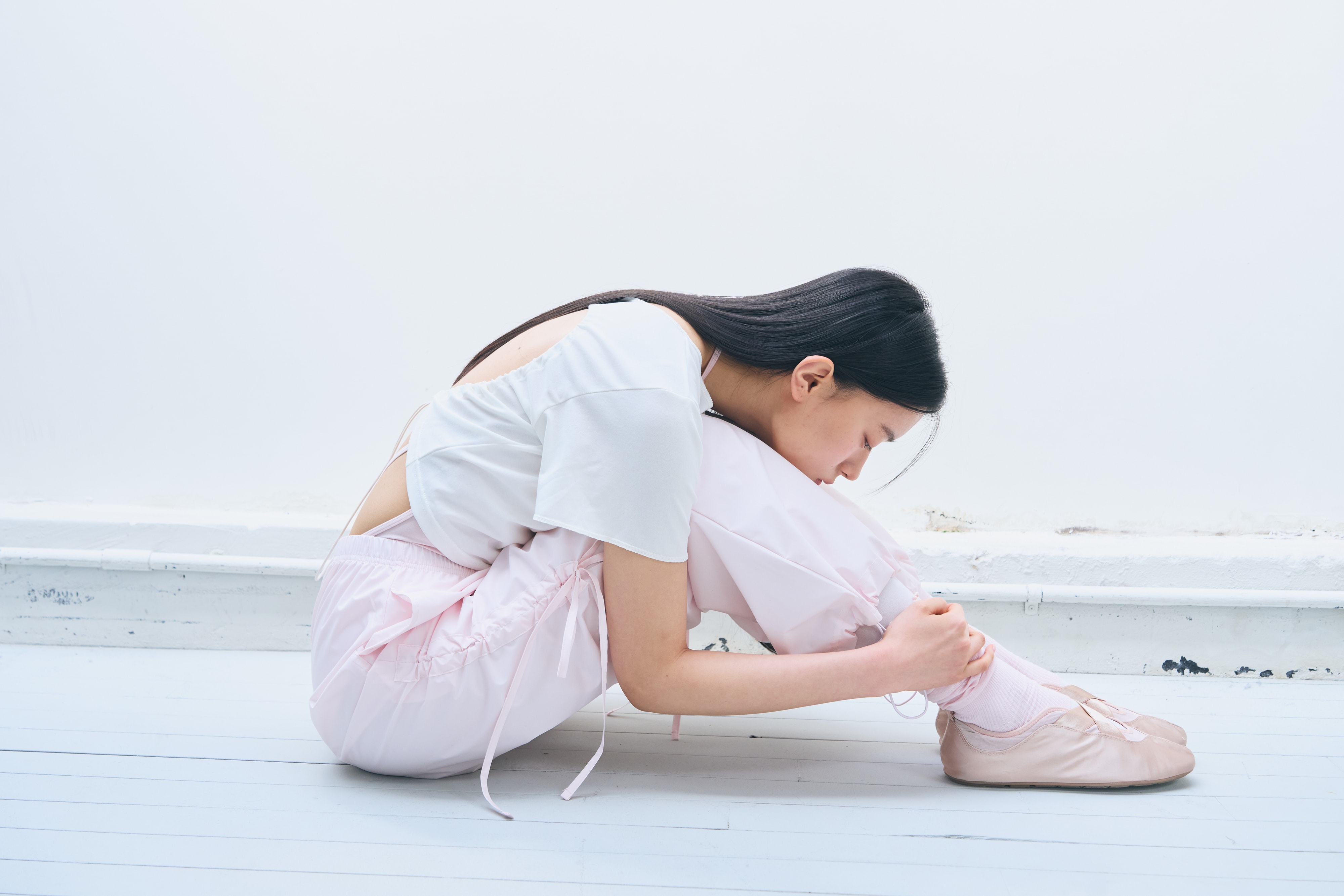 [Reorder]Bow Warm-up Pants _ Light Pink