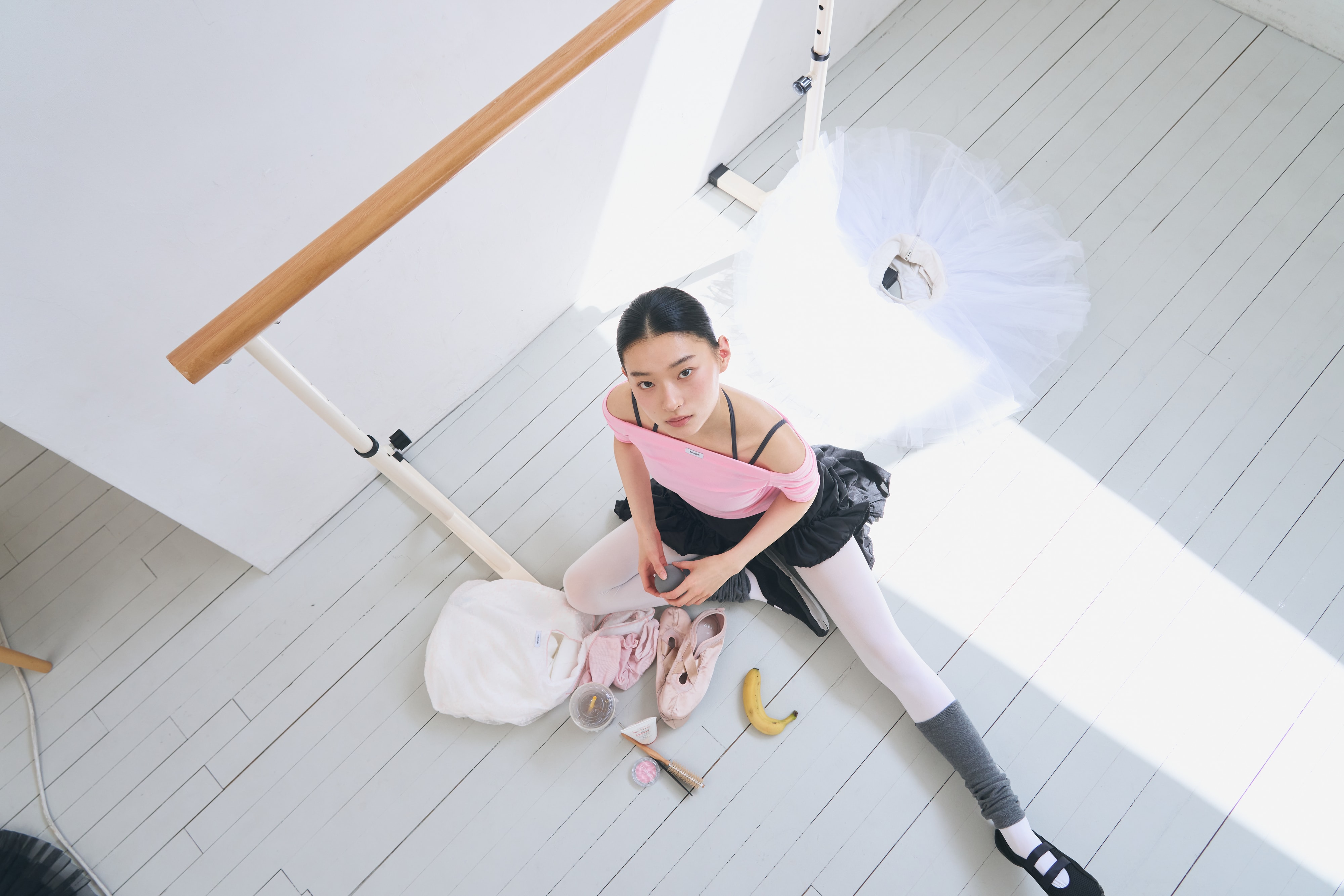 Off Shoulder Tee _ Clear Pink