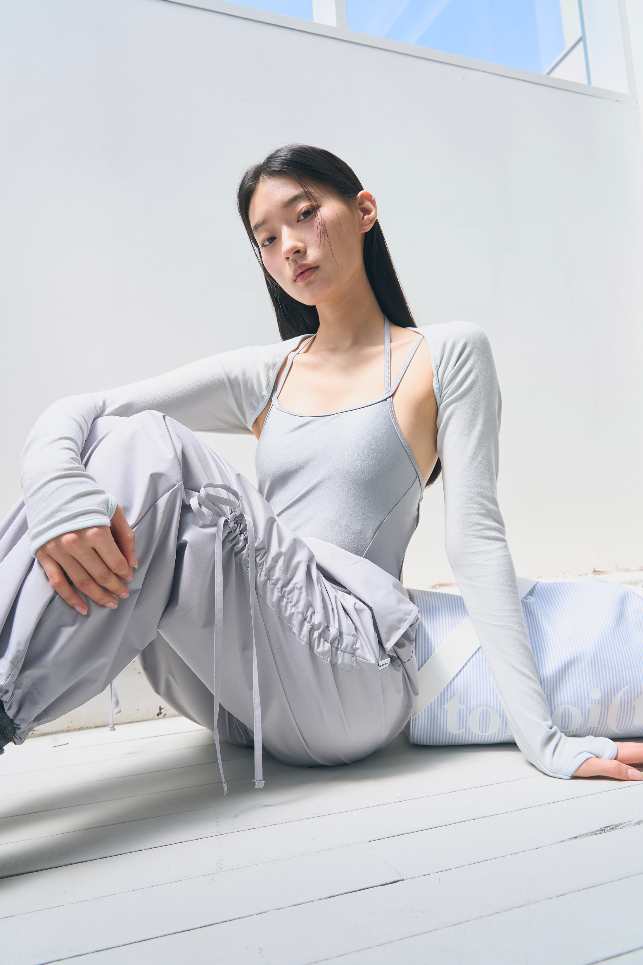 [Reorder]Bow Warm-up Pants _ Light Grey