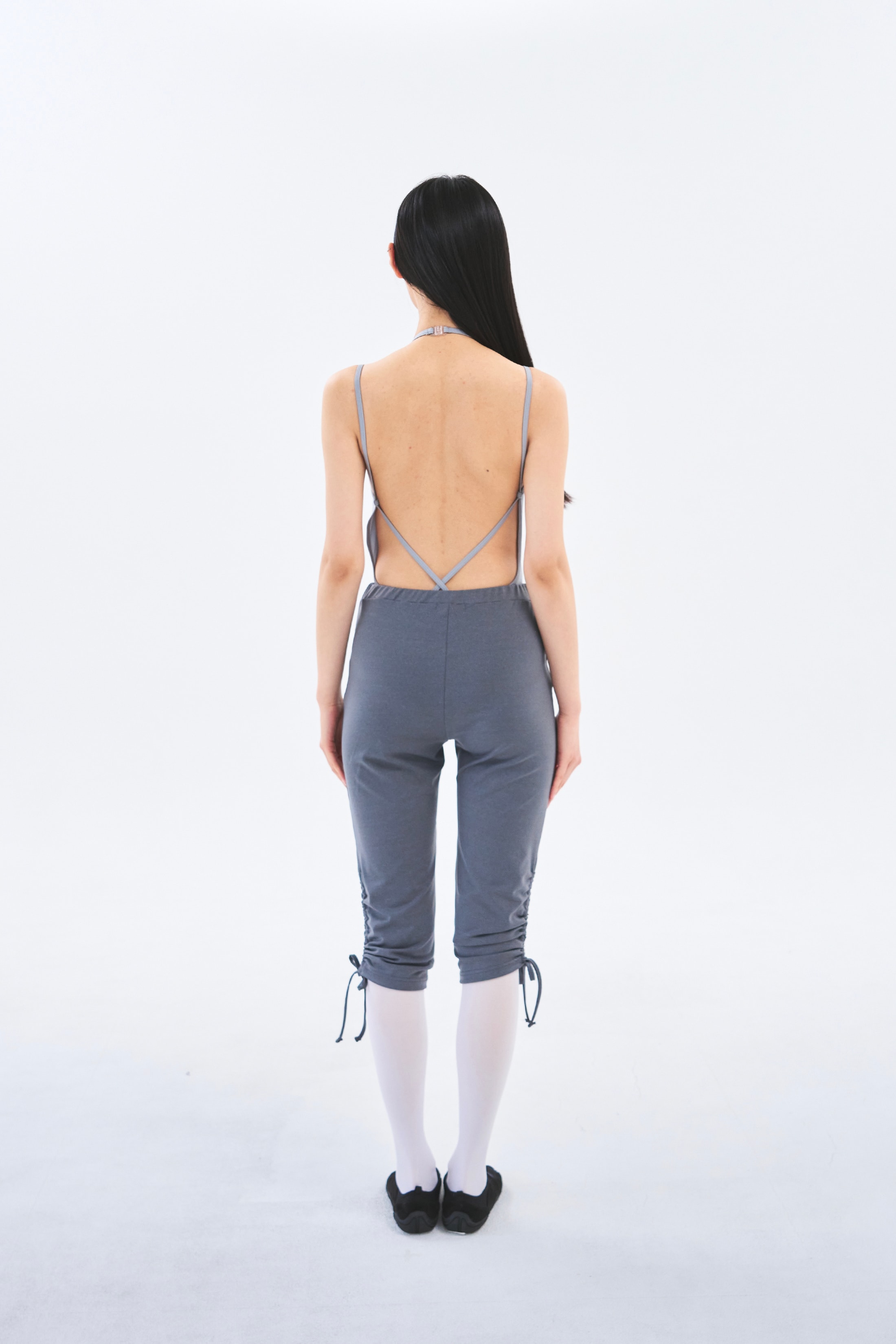 [2차 Reorder]Bow Strap Capri Pants _ Ash Melange