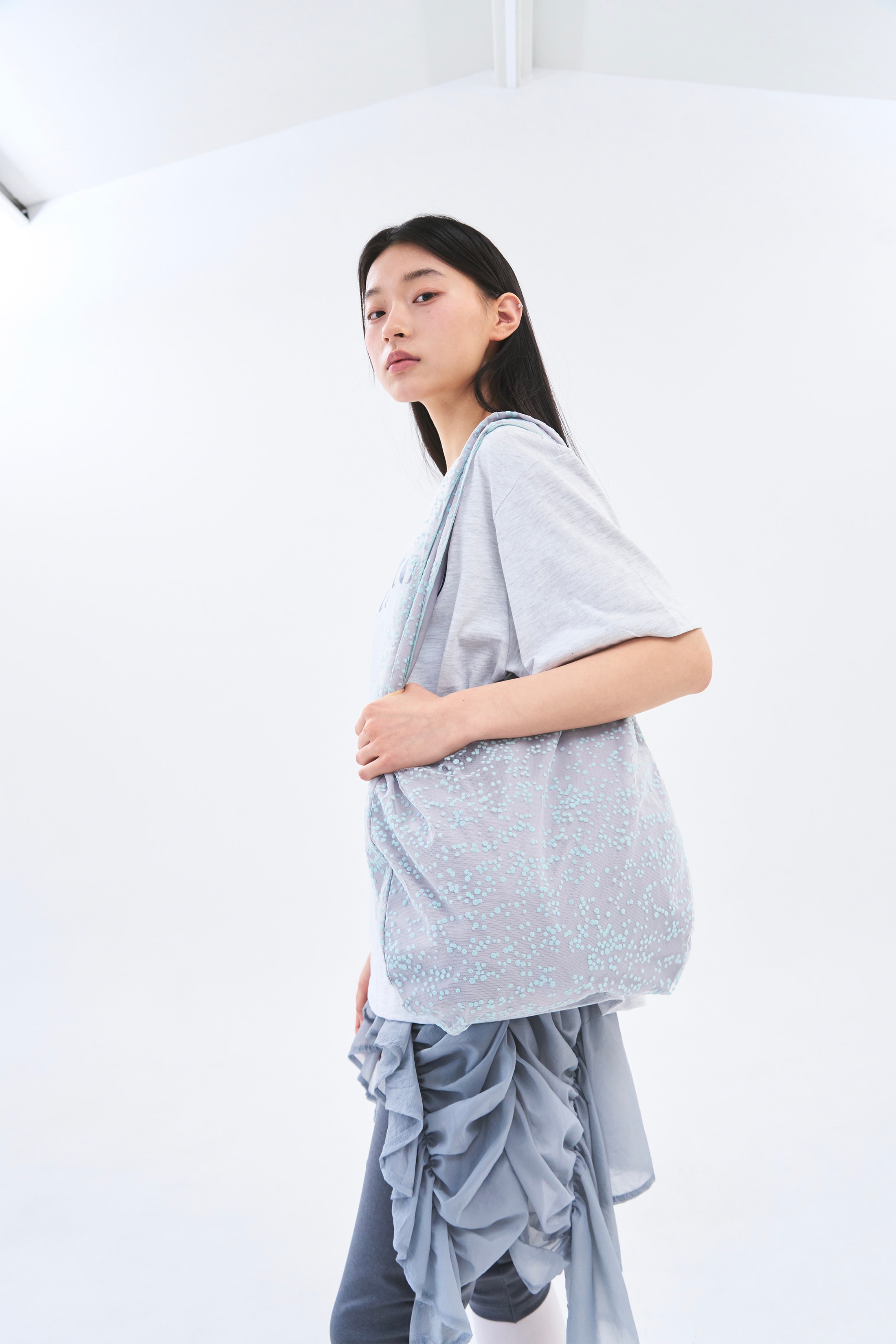 [2차 Reorder]Dot Mesh Bag _ Grey/Soft Mint Dot