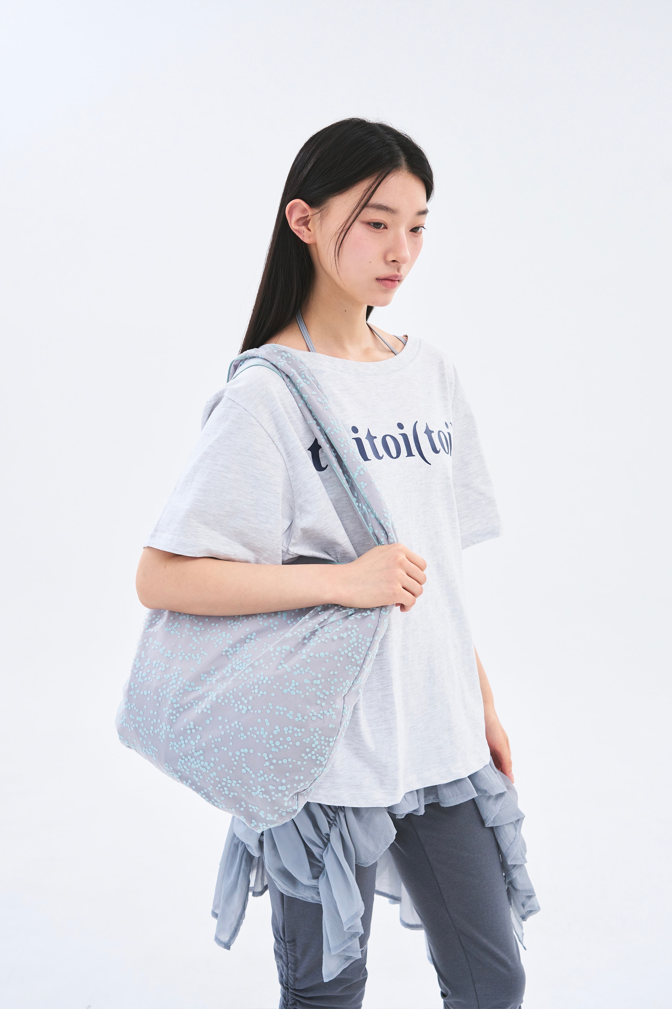 [2차 Reorder]Dot Mesh Bag _ Grey/Soft Mint Dot