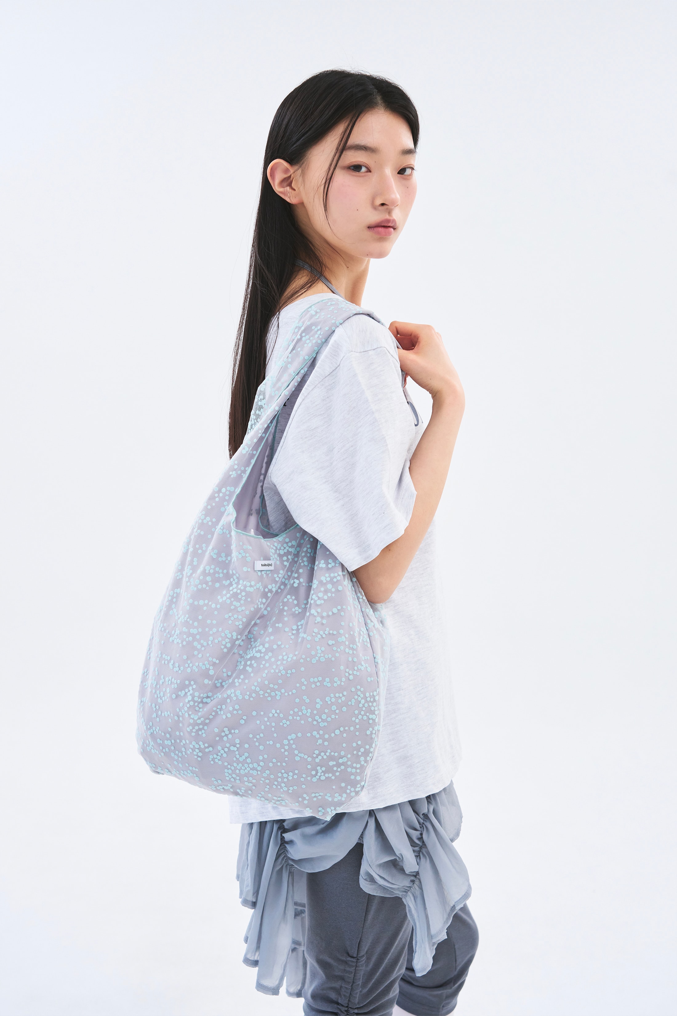 [2차 Reorder]Dot Mesh Bag _ Grey/Soft Mint Dot