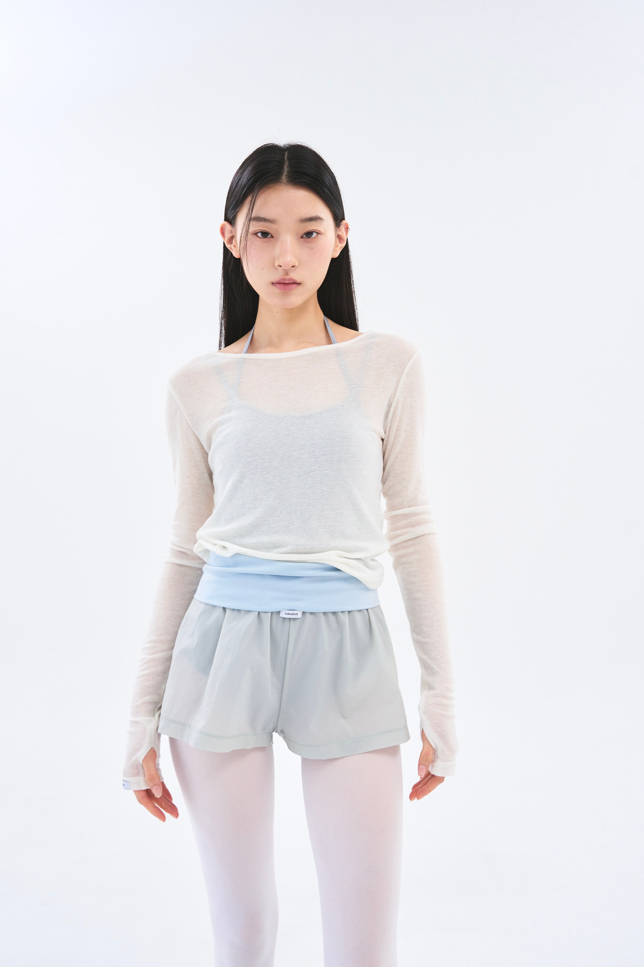 [8차 Reorder|9월2주차 순차발송]Contrast Sheer Shorts _ Sky Blue/Moss Grey