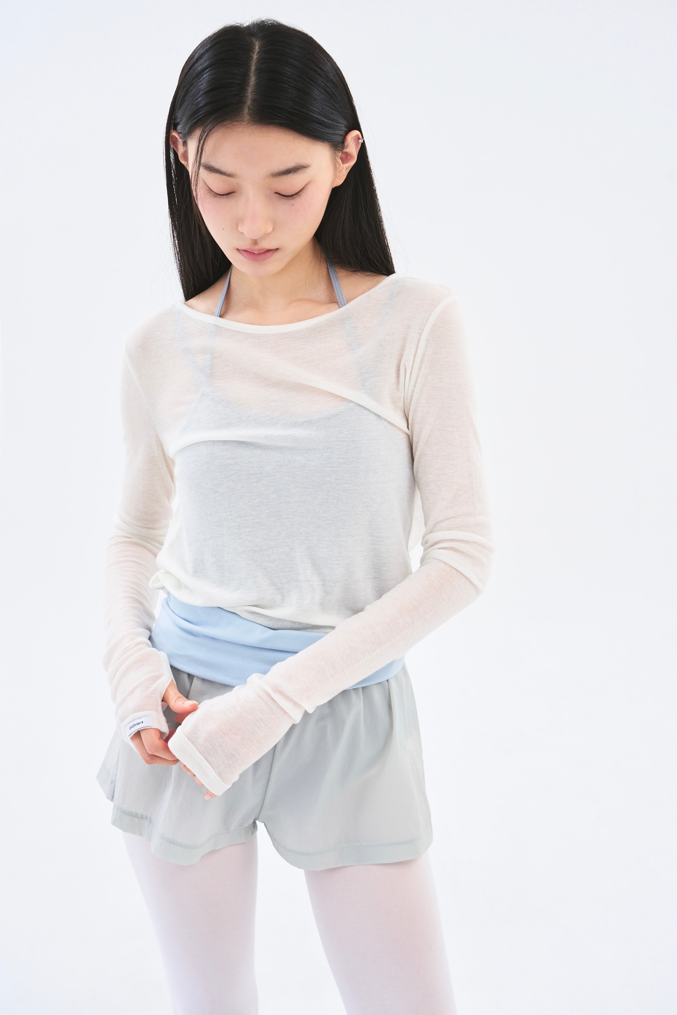 [8차 Reorder|9월2주차 순차발송]Contrast Sheer Shorts _ Sky Blue/Moss Grey