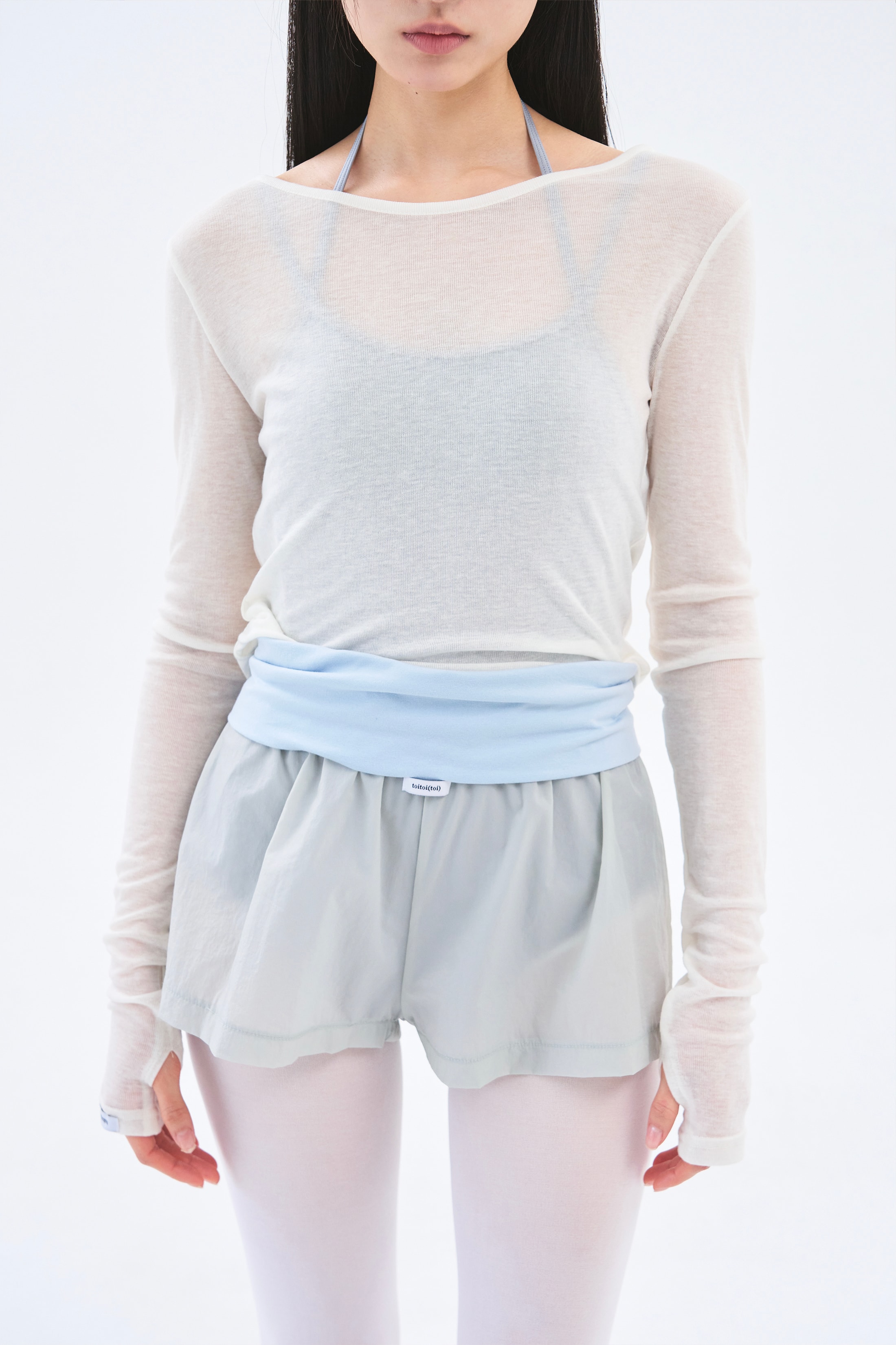 [8차 Reorder|9월2주차 순차발송]Contrast Sheer Shorts _ Sky Blue/Moss Grey