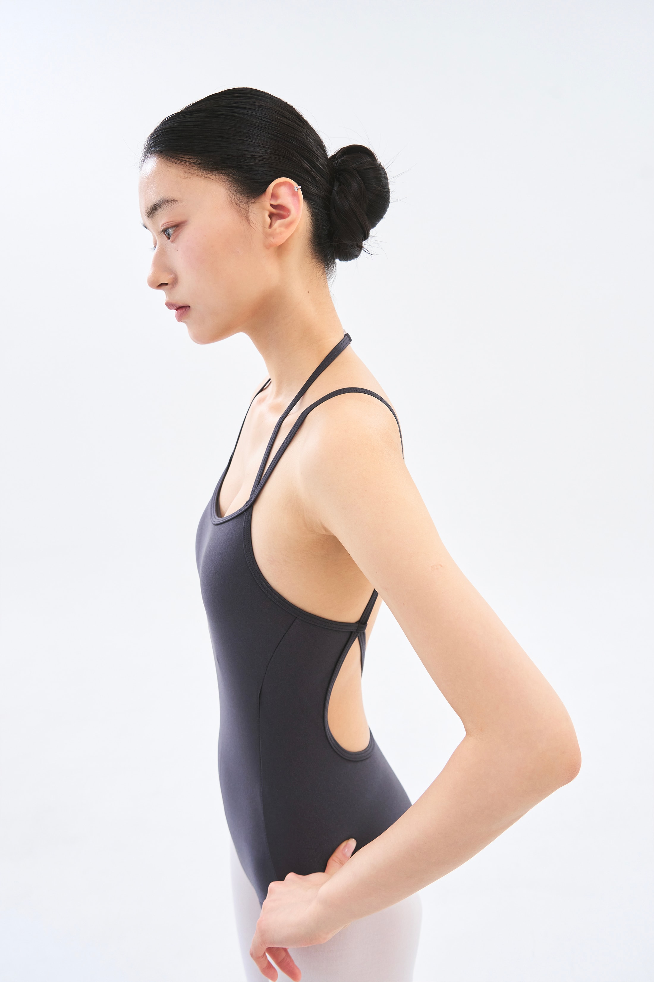 [Reorder]Double Strap Leotard _ Charcoal