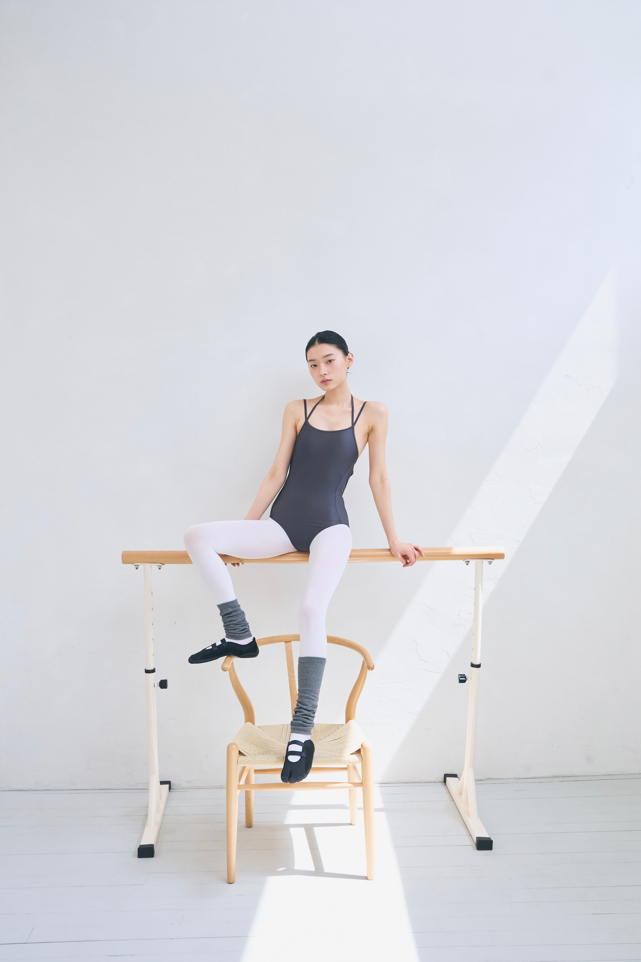 [Reorder]Double Strap Leotard _ Charcoal