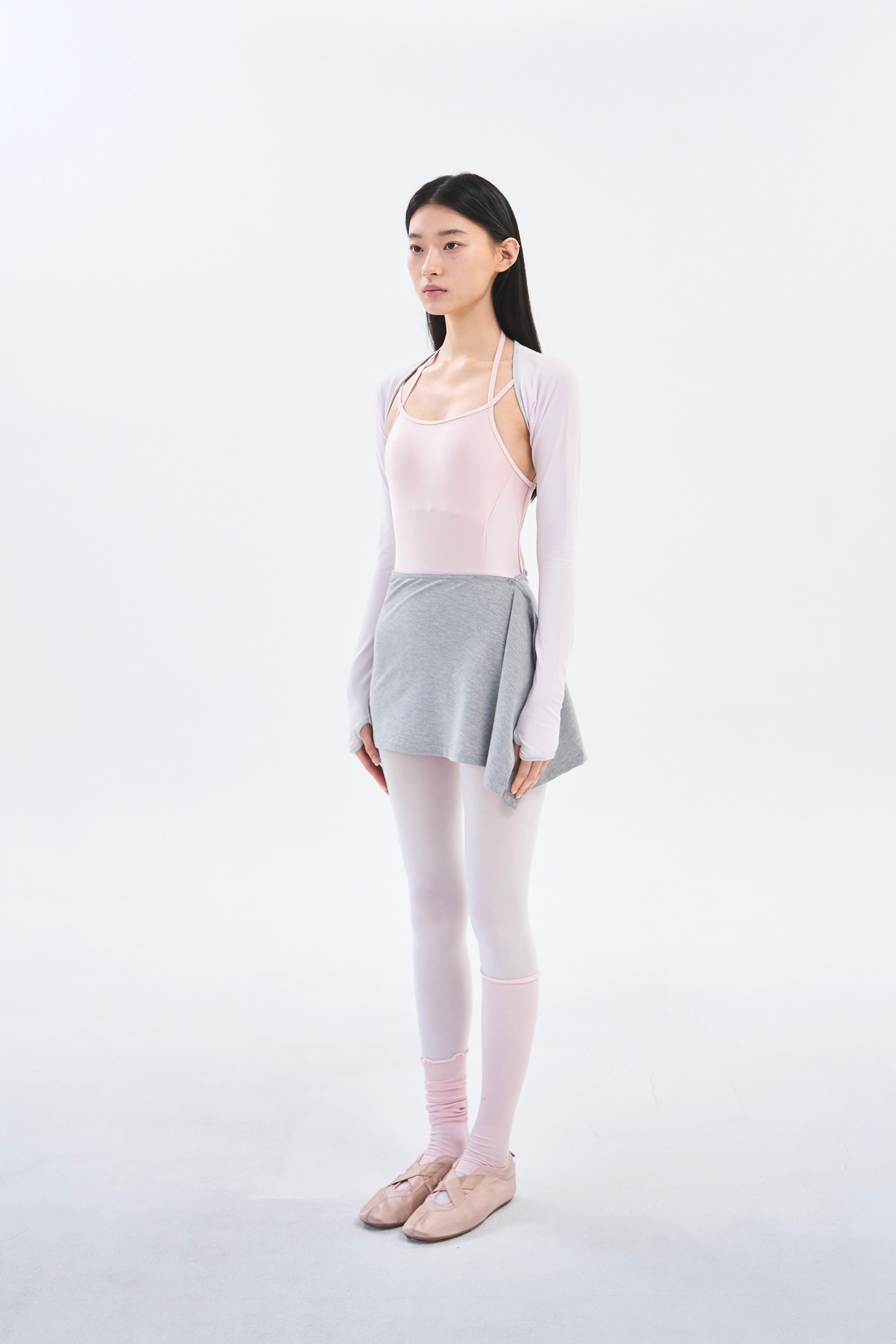 [2차 Reorder]Button Wrap Skirt _ Melange Grey