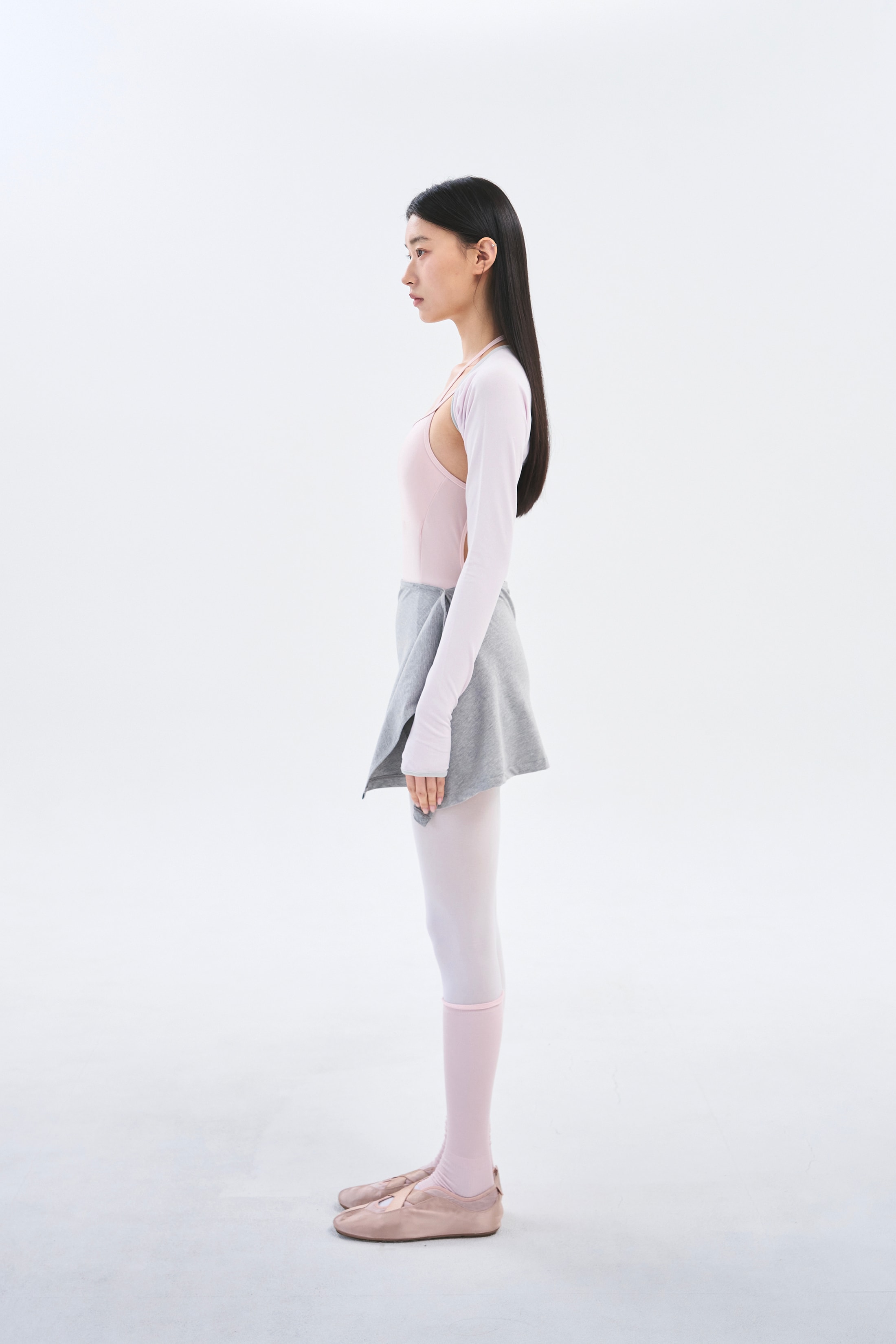 [2차 Reorder]Button Wrap Skirt _ Melange Grey
