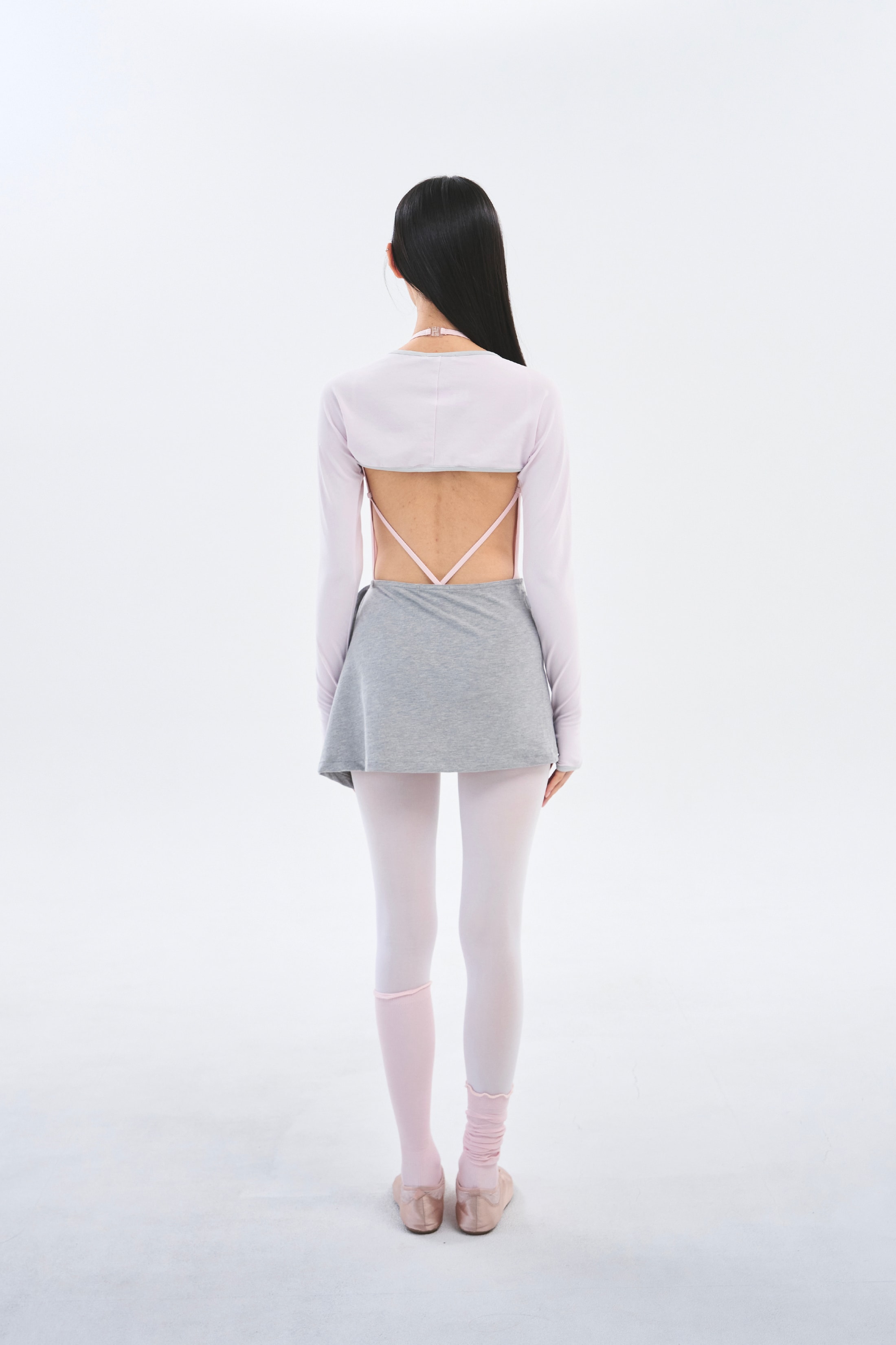 [2차 Reorder]Line Trim Shrug _ Milk Pink/Light Grey