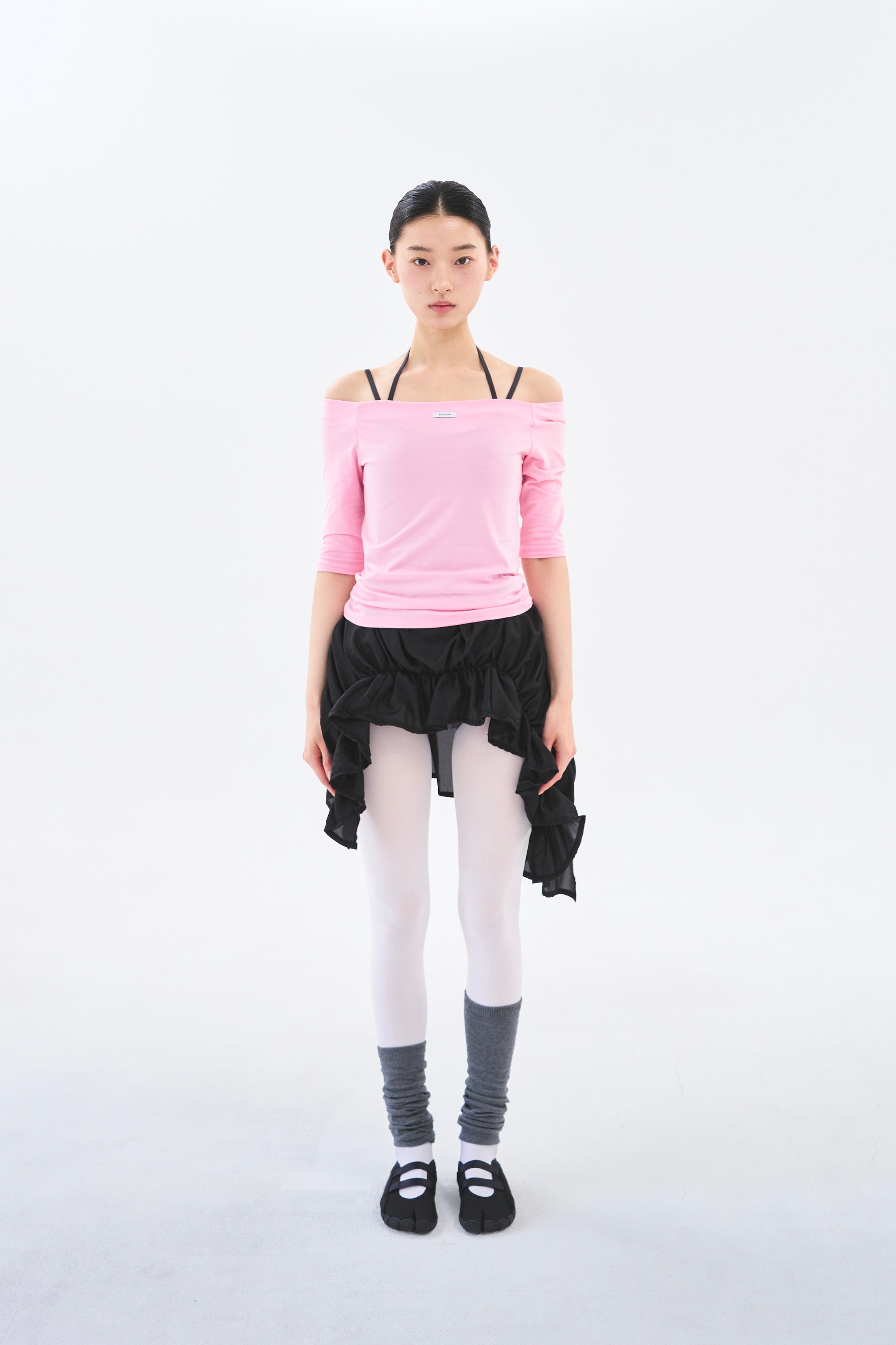 Off Shoulder Tee _ Clear Pink