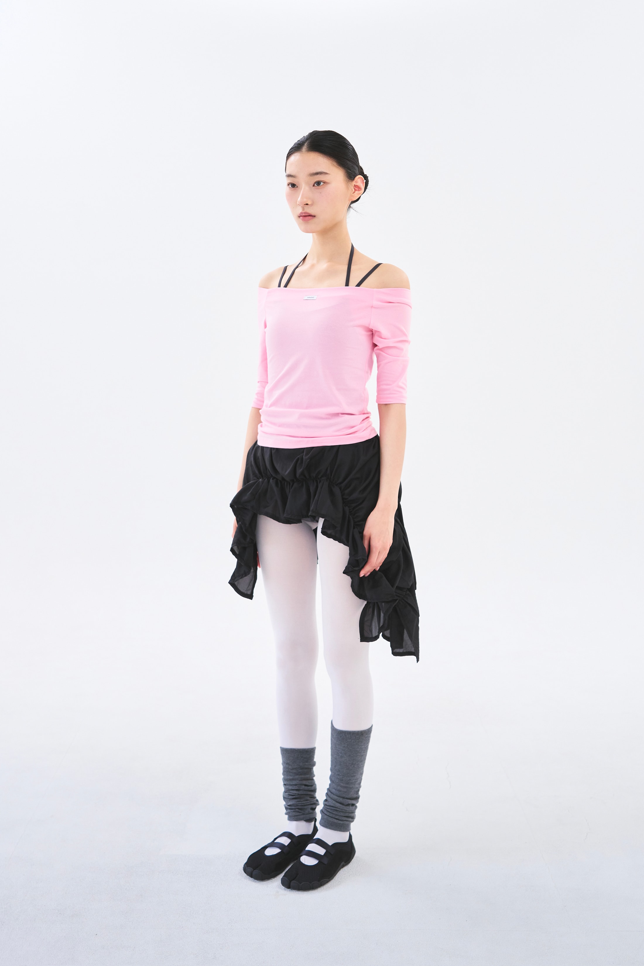 Off Shoulder Tee _ Clear Pink
