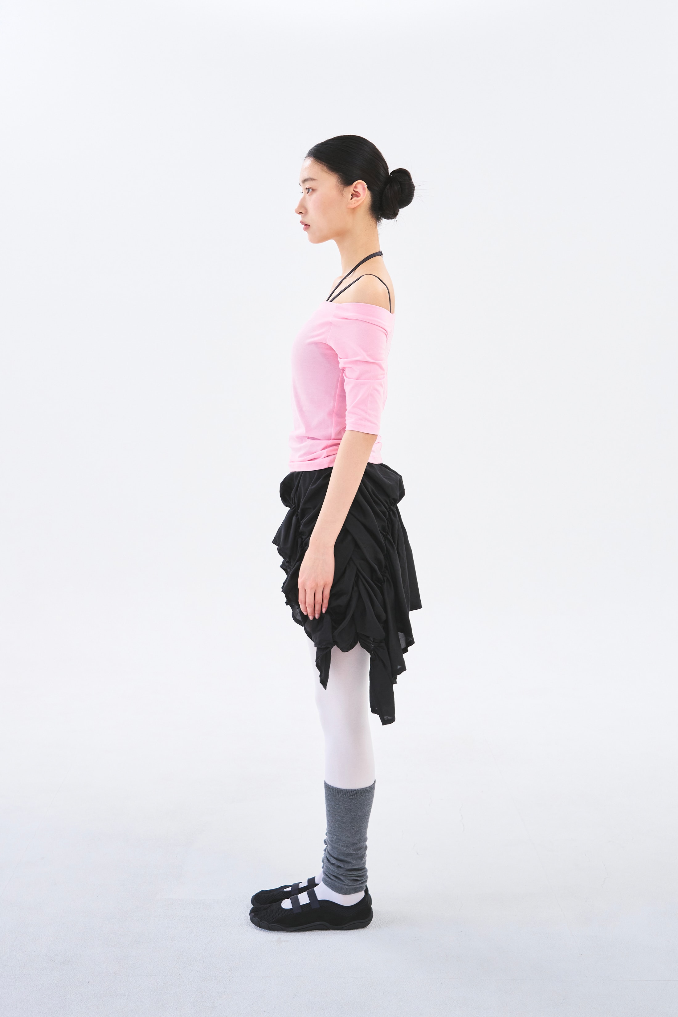 Off Shoulder Tee _ Clear Pink