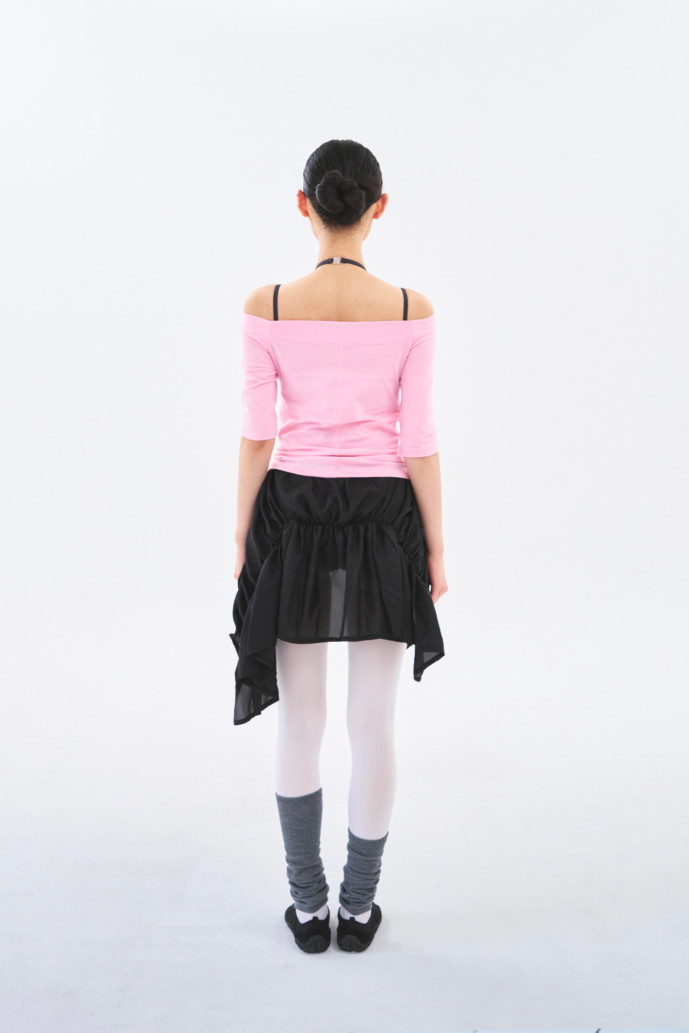 Off Shoulder Tee _ Clear Pink