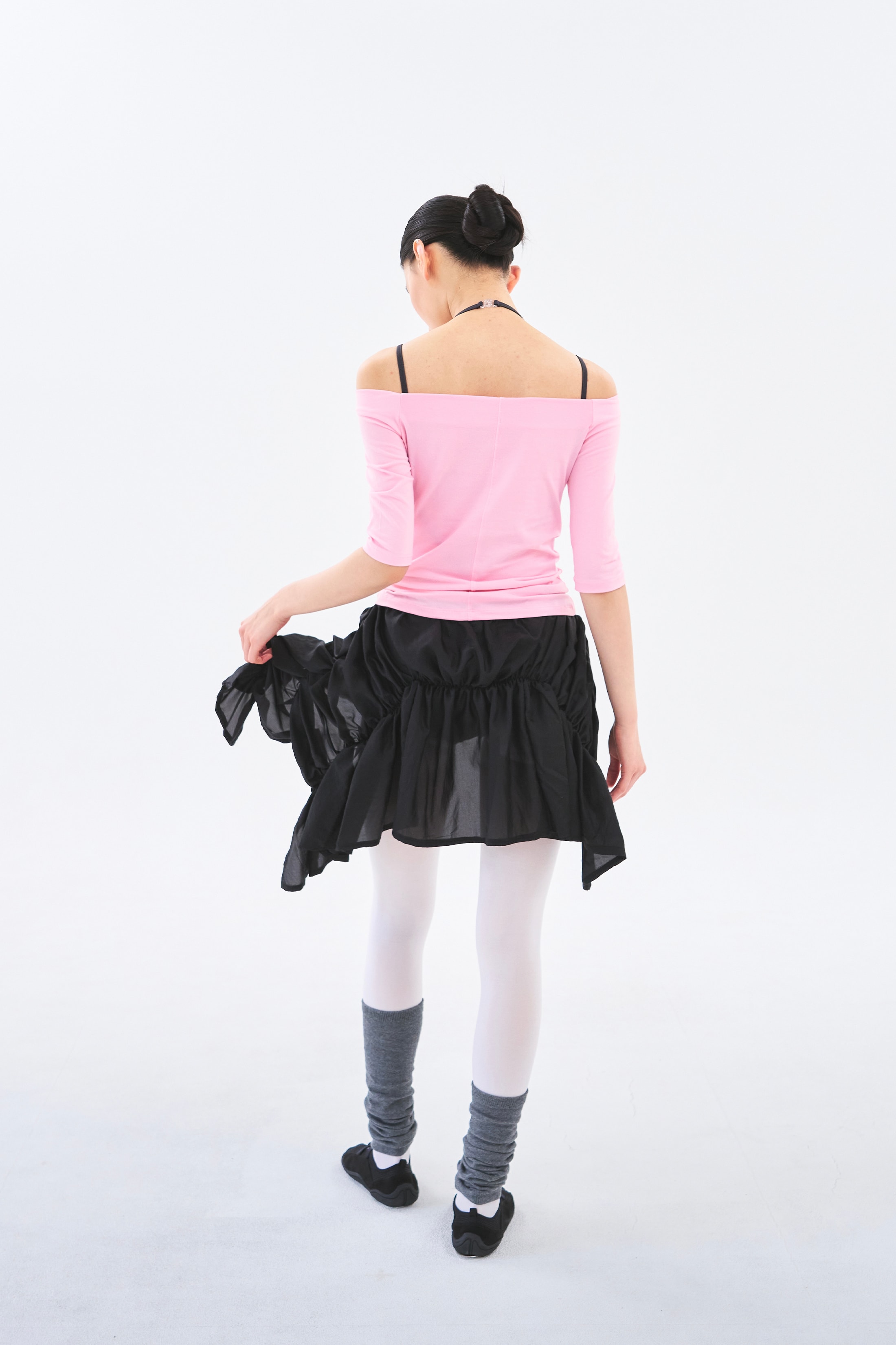 Off Shoulder Tee _ Clear Pink