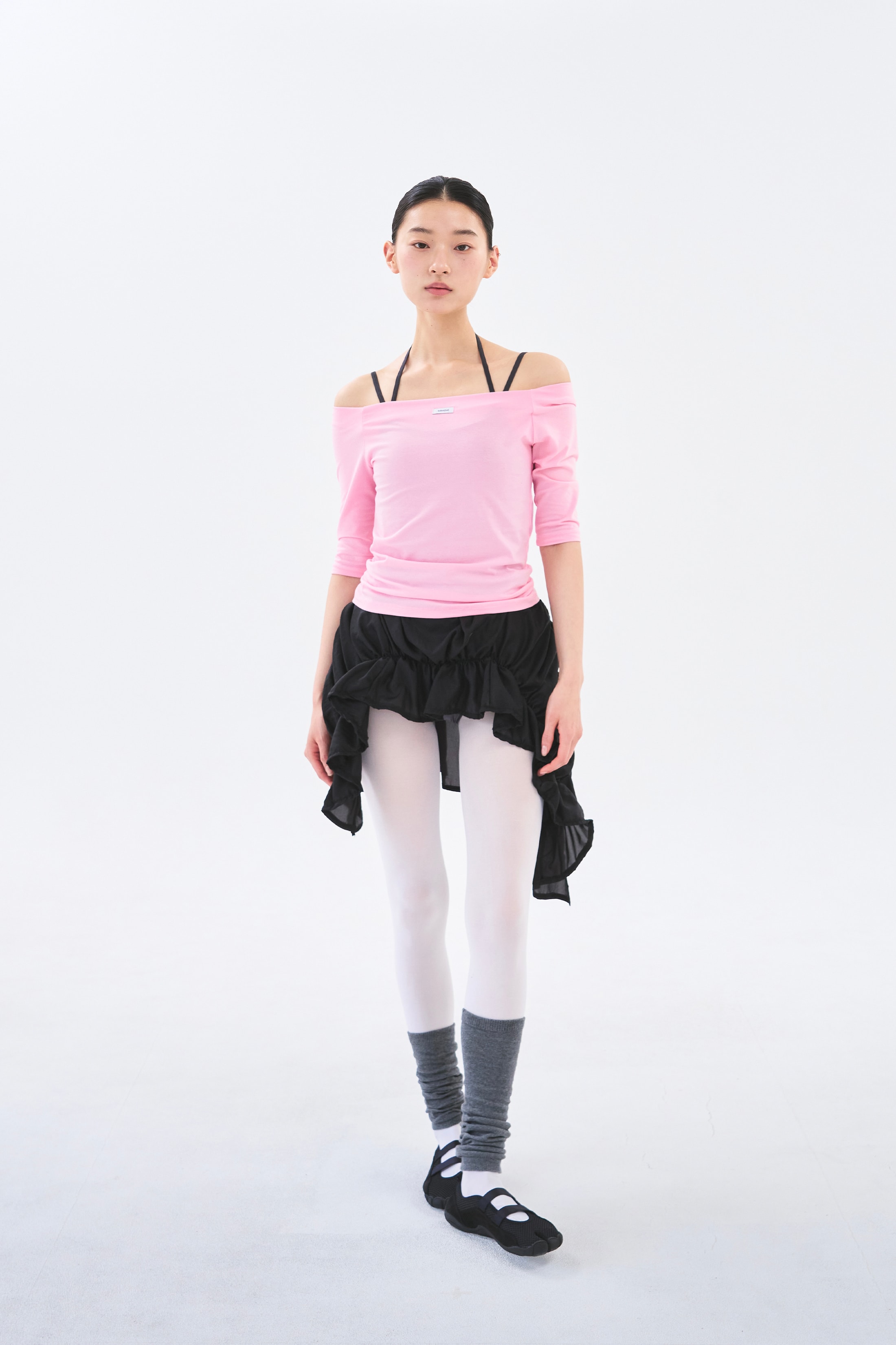 Off Shoulder Tee _ Clear Pink