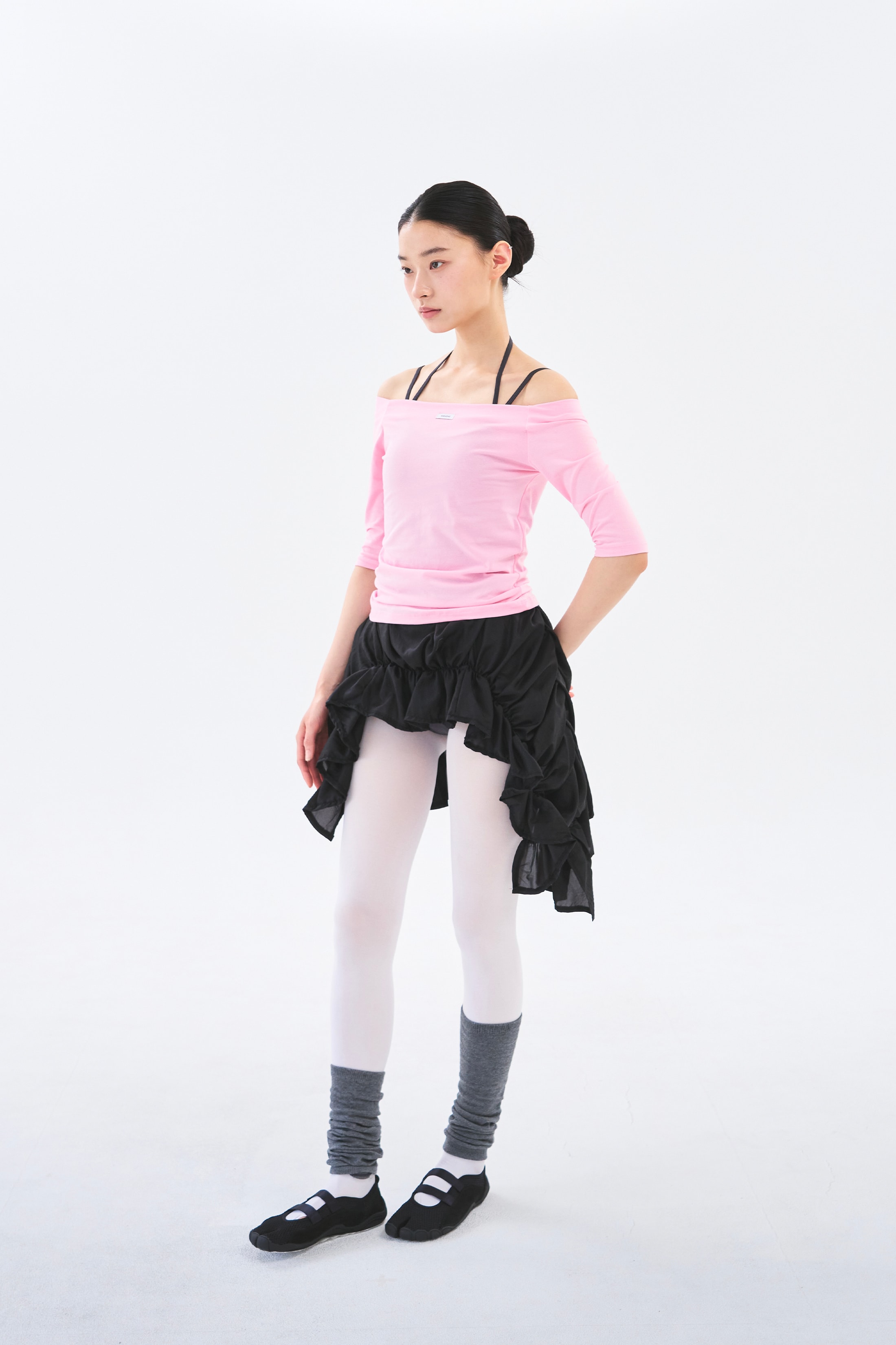 Off Shoulder Tee _ Clear Pink