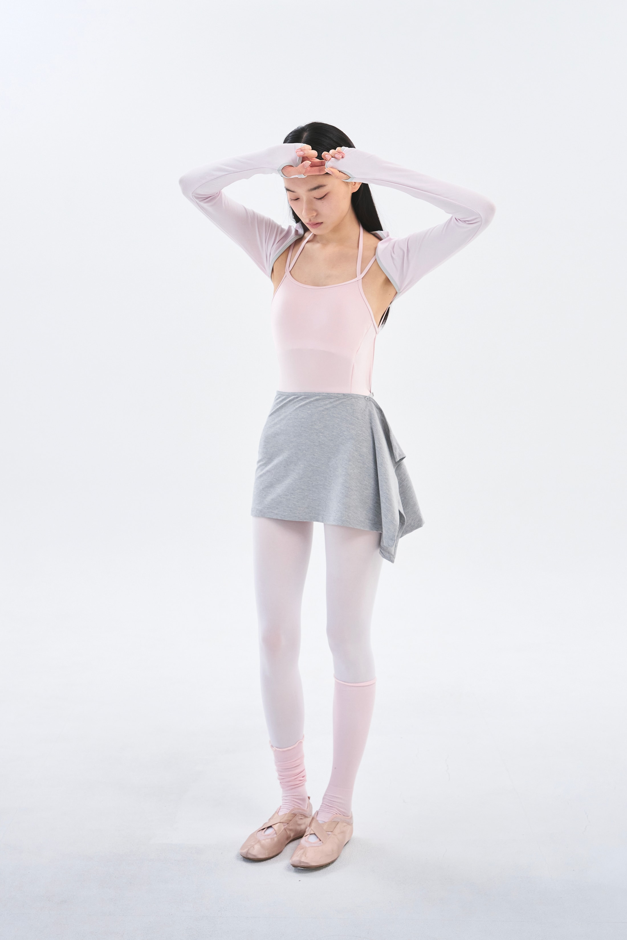 [2차 Reorder]Button Wrap Skirt _ Melange Grey