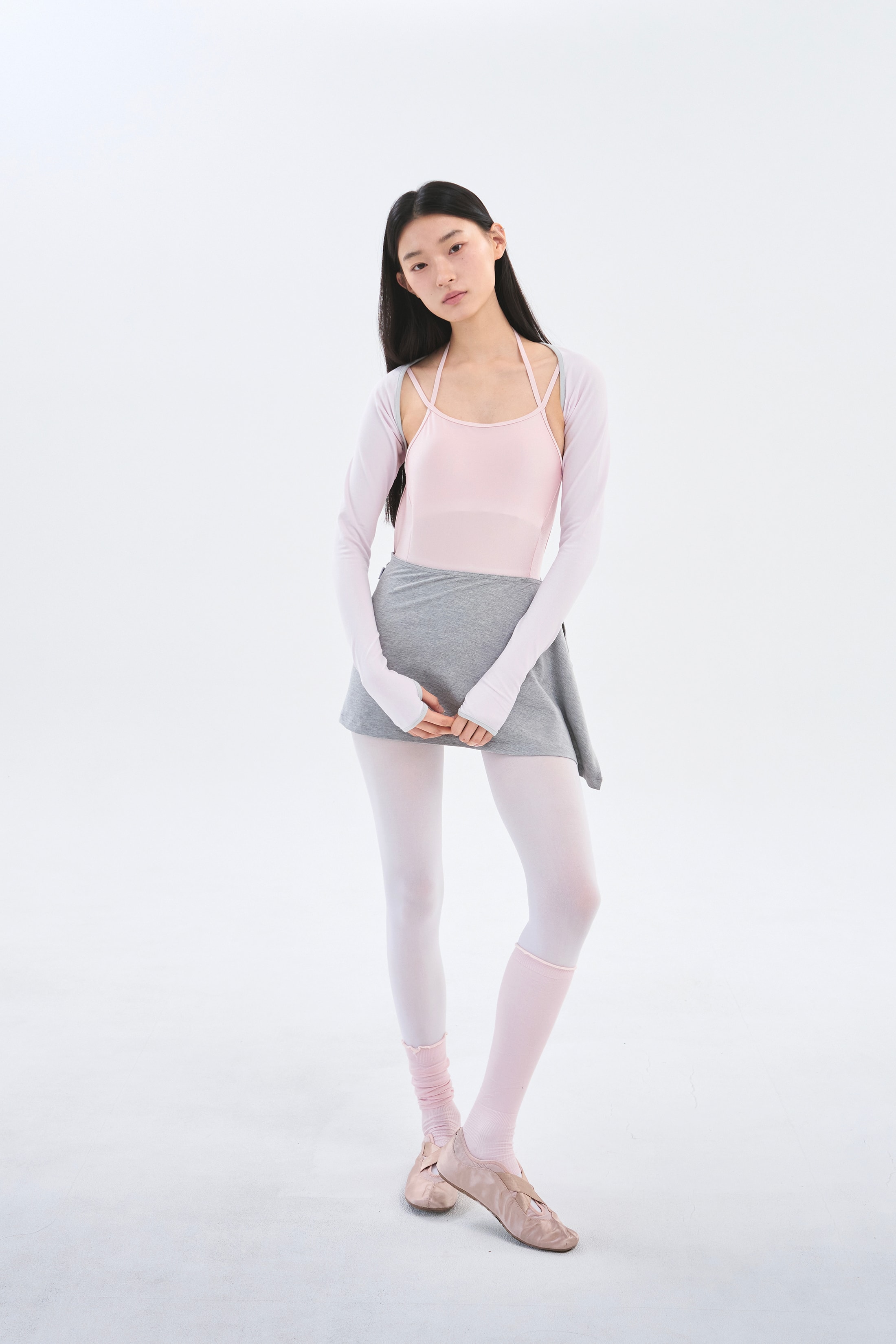 [2차 Reorder]Button Wrap Skirt _ Melange Grey