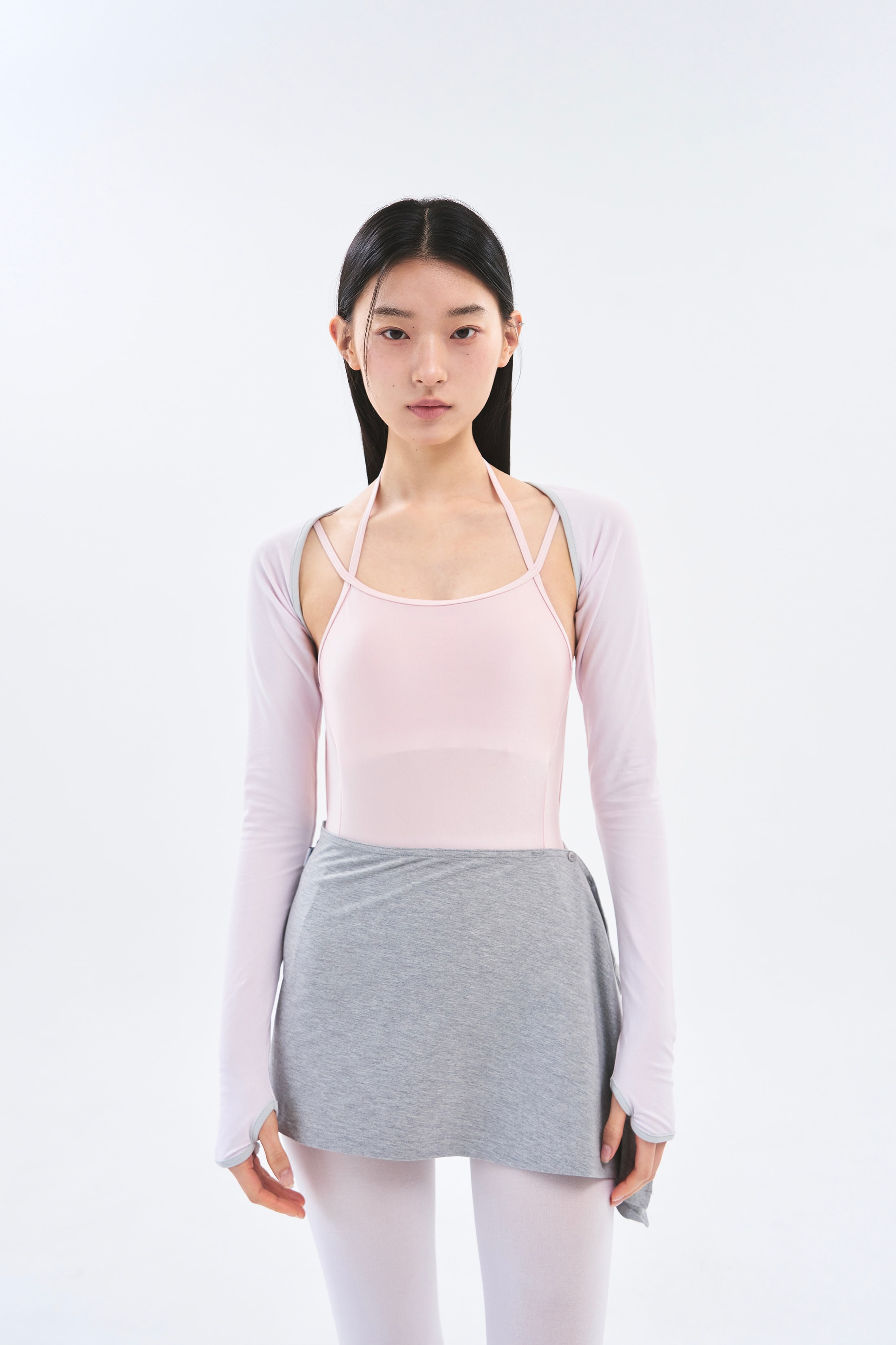 [2차 Reorder]Button Wrap Skirt _ Melange Grey