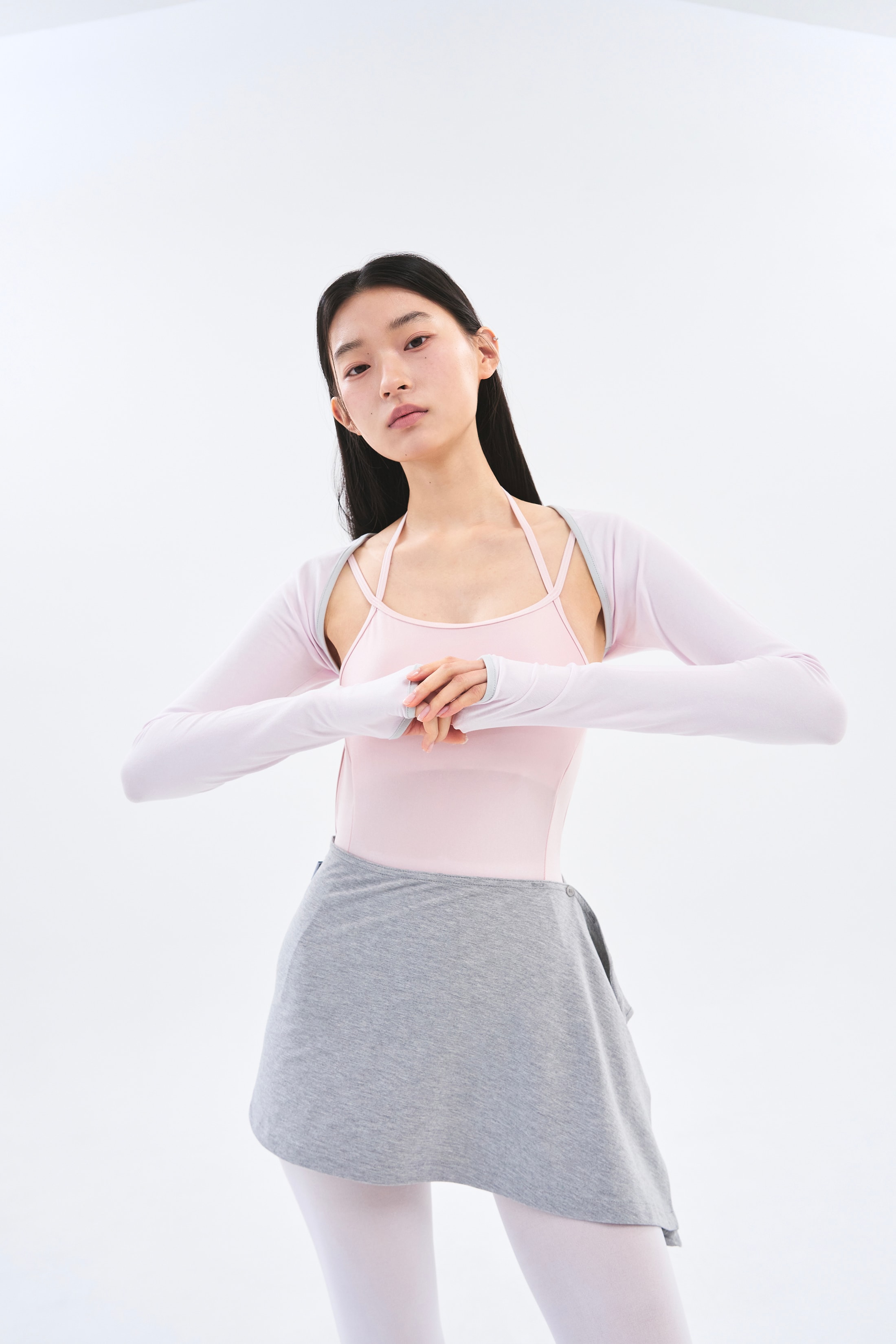 [2차 Reorder]Button Wrap Skirt _ Melange Grey