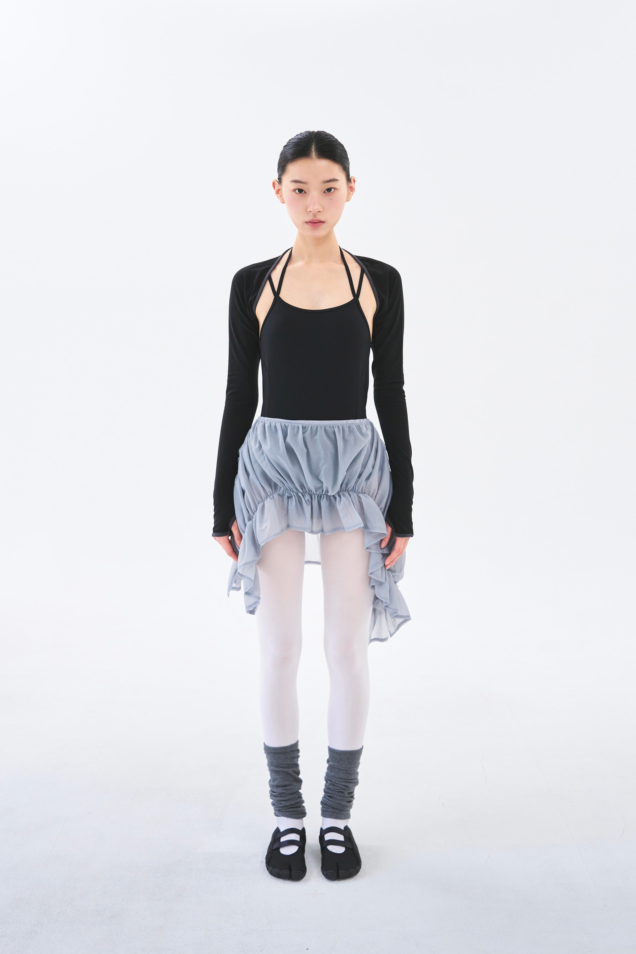 Sheer Coil Skirt _ Mist Grey