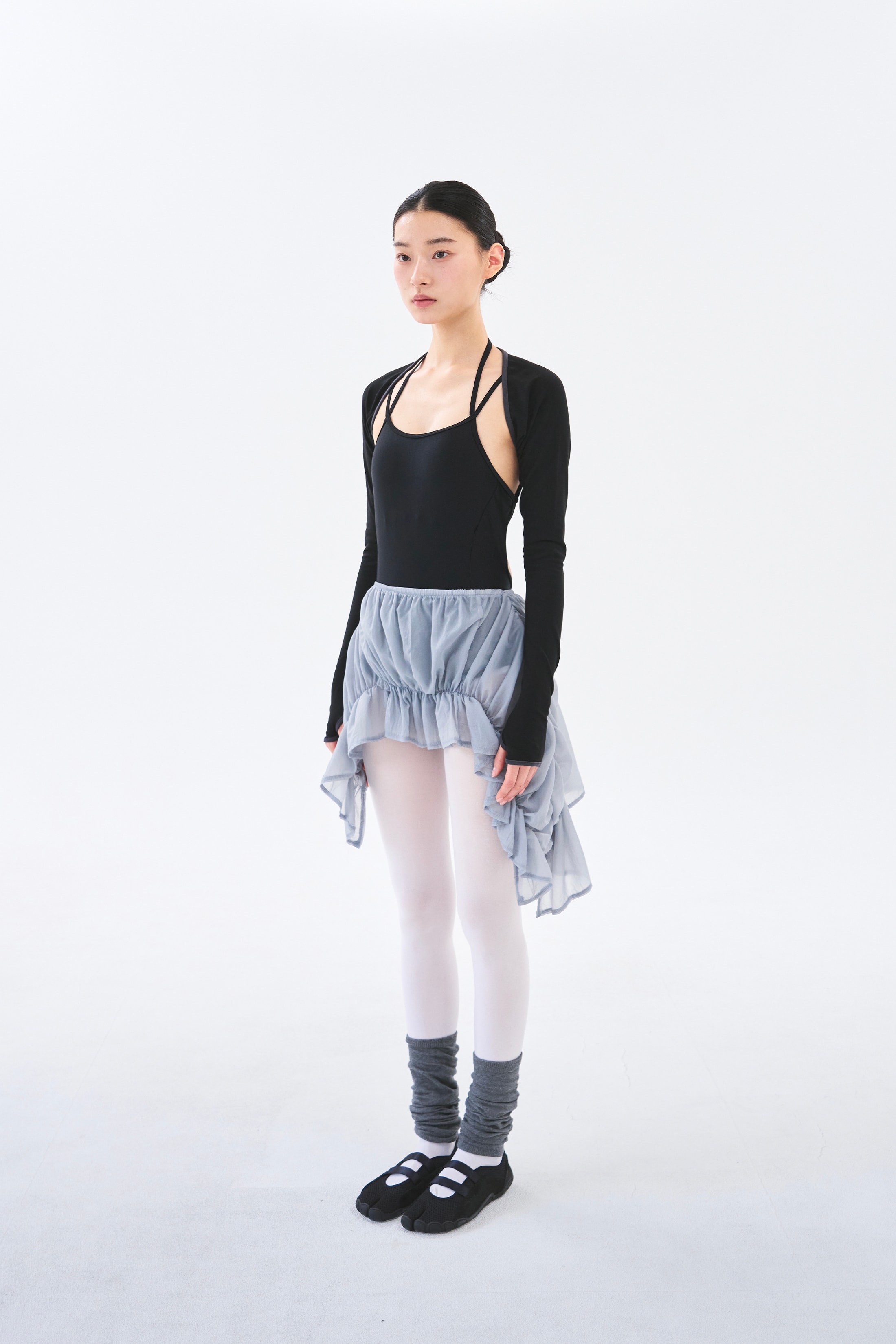 Sheer Coil Skirt _ Mist Grey
