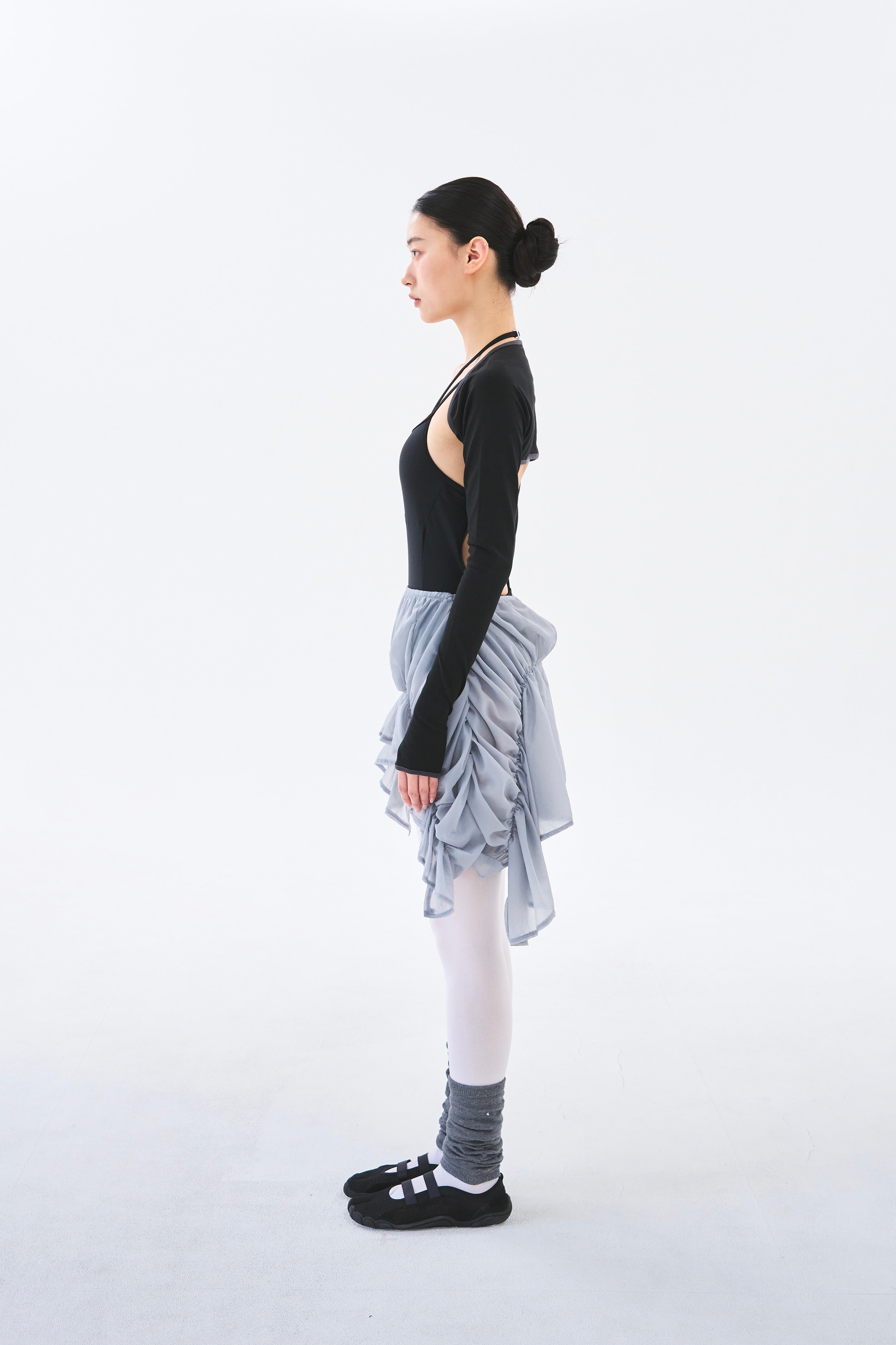 Sheer Coil Skirt _ Mist Grey