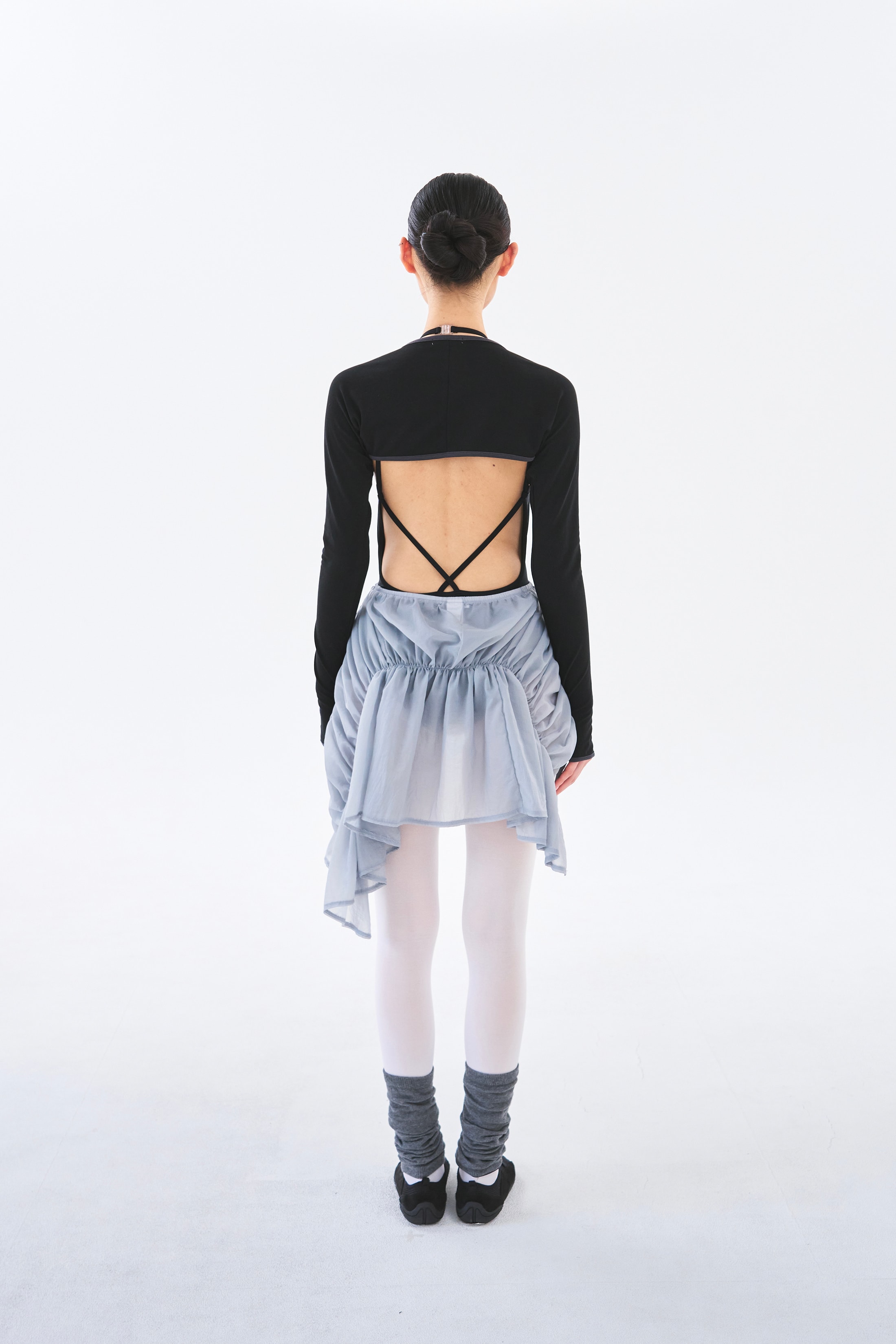 Sheer Coil Skirt _ Mist Grey