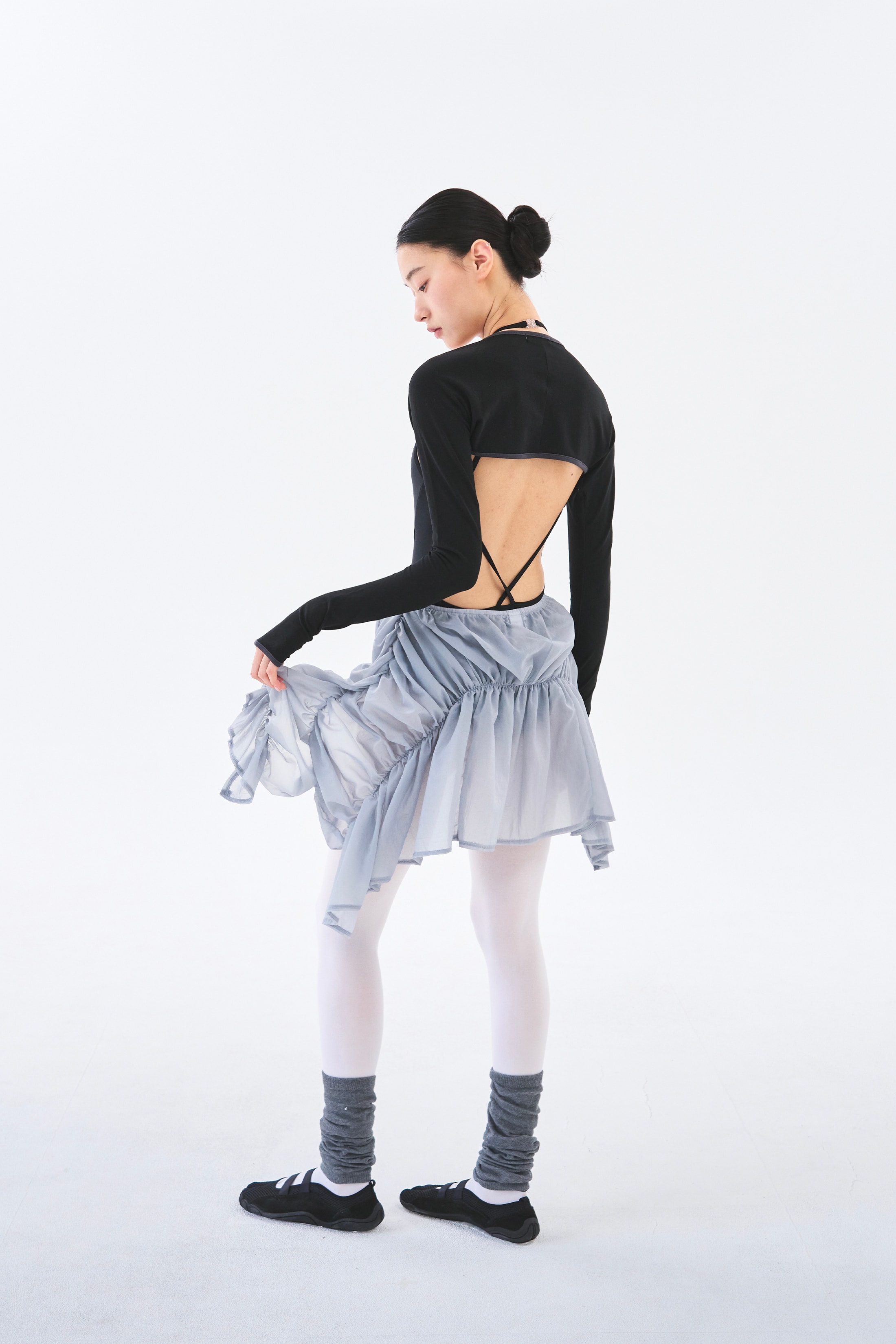 Sheer Coil Skirt _ Mist Grey