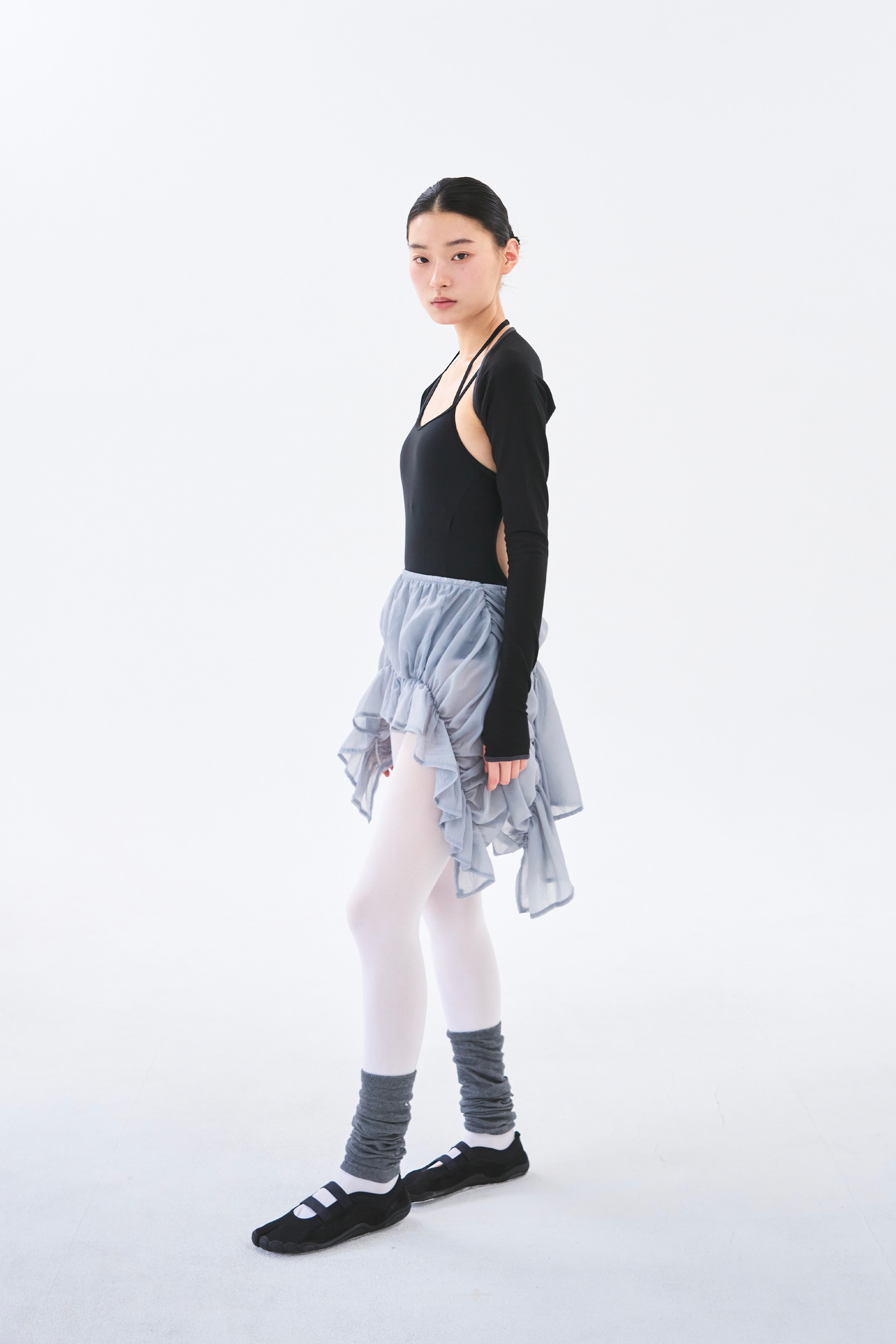 Sheer Coil Skirt _ Mist Grey