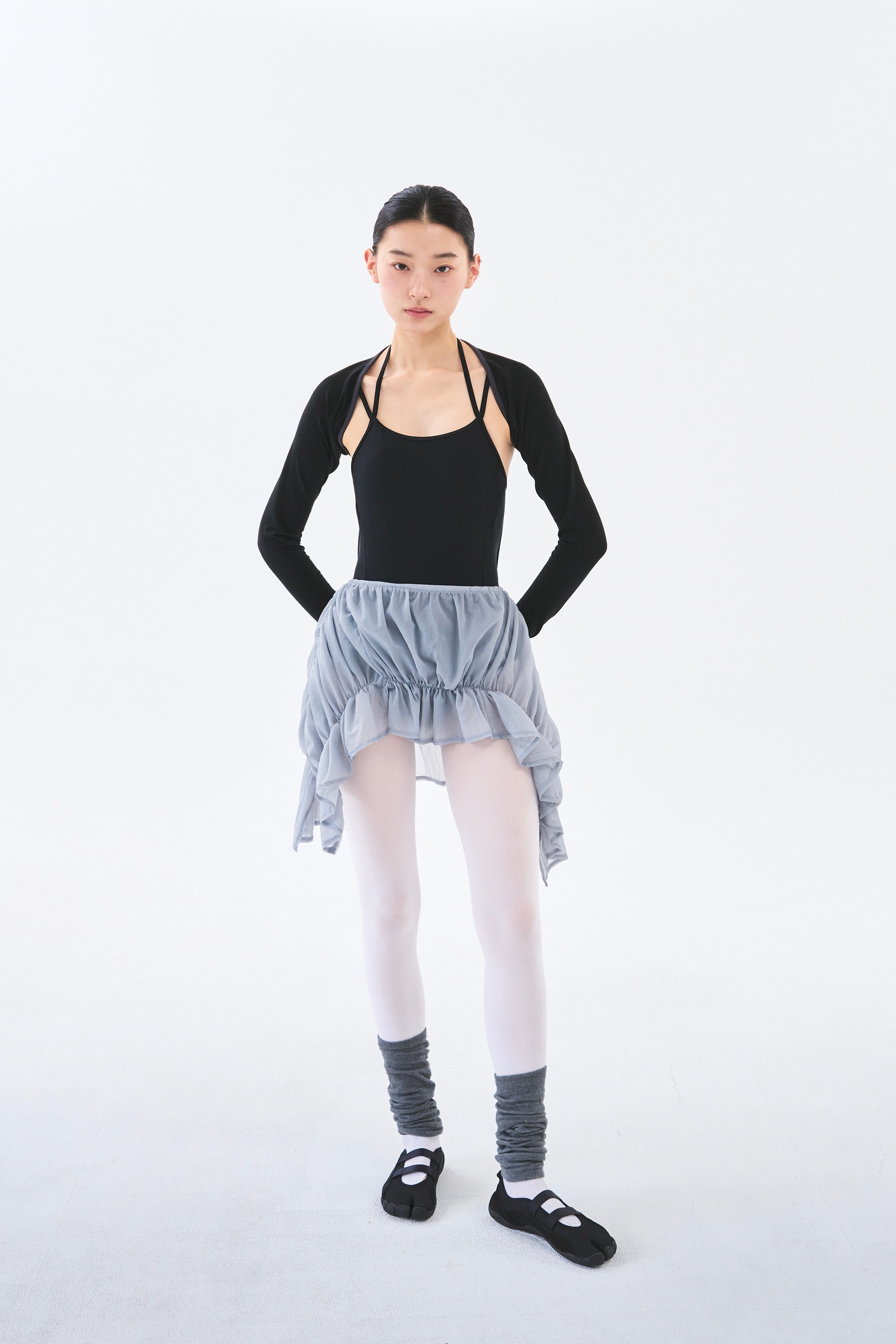 Sheer Coil Skirt _ Mist Grey