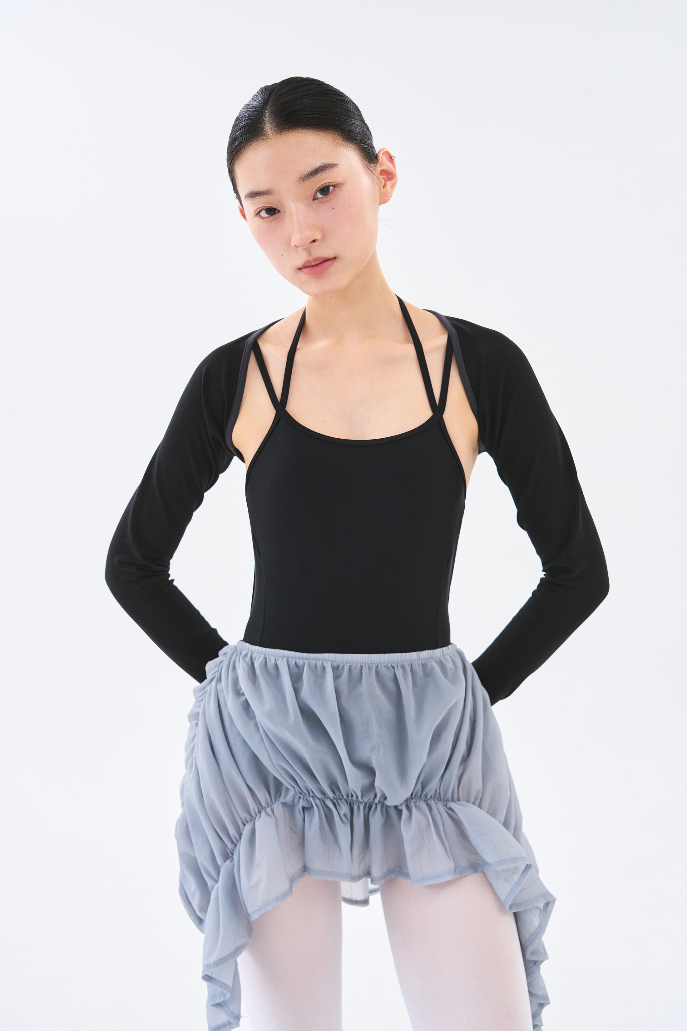 [2차 Reorder]Line Trim Shrug _ Black/Charcoal