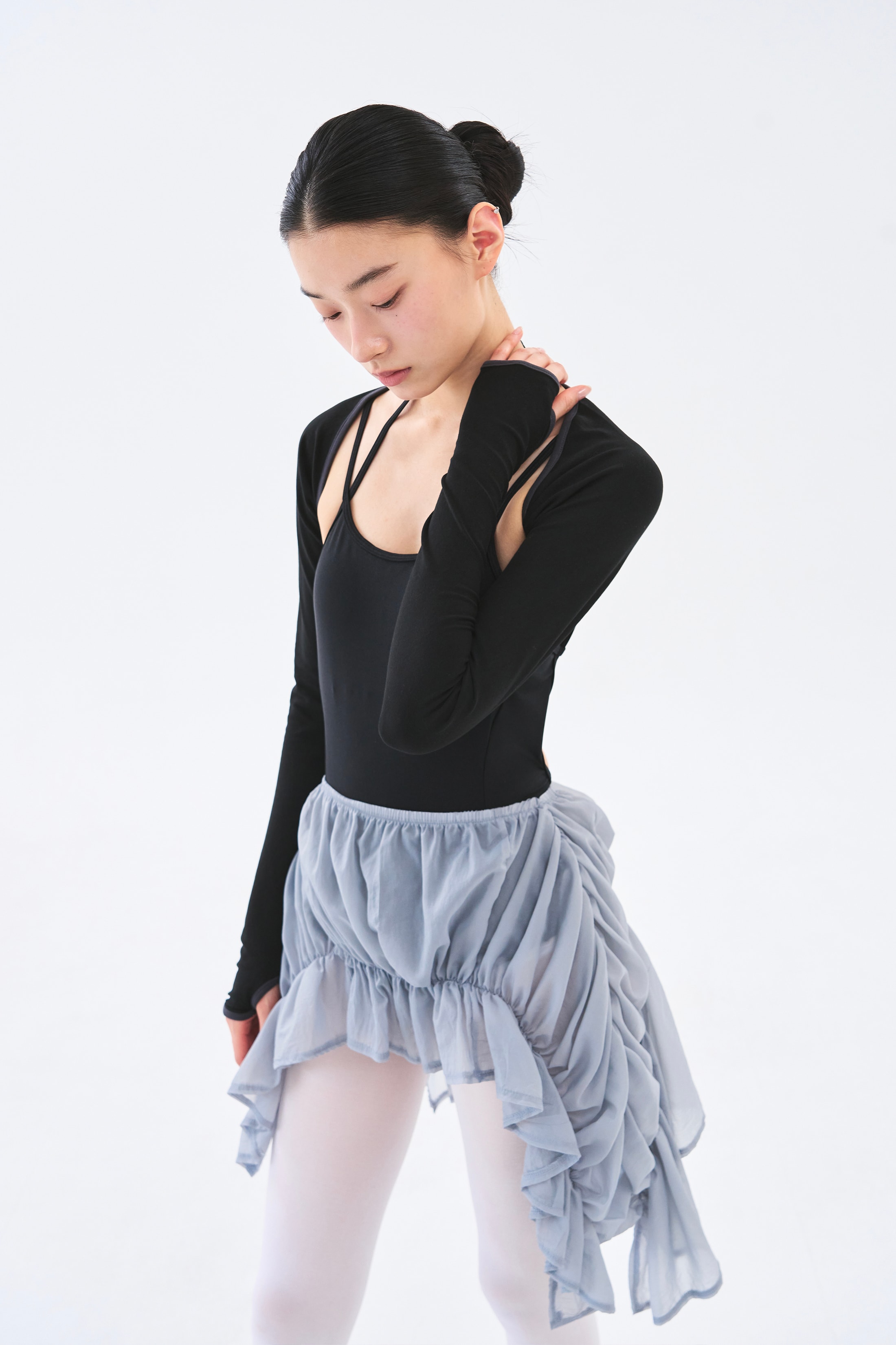 Sheer Coil Skirt _ Mist Grey