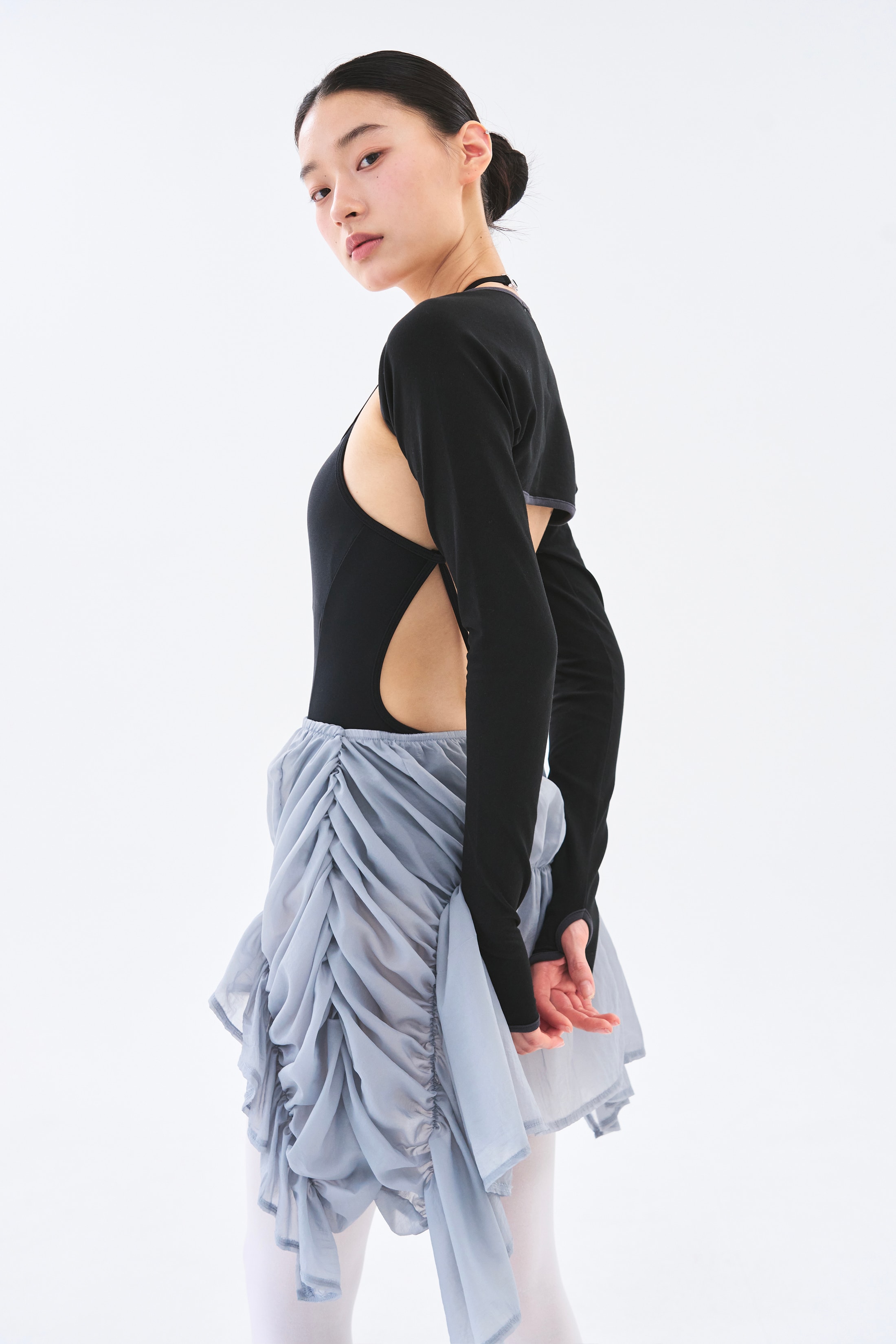 Sheer Coil Skirt _ Mist Grey