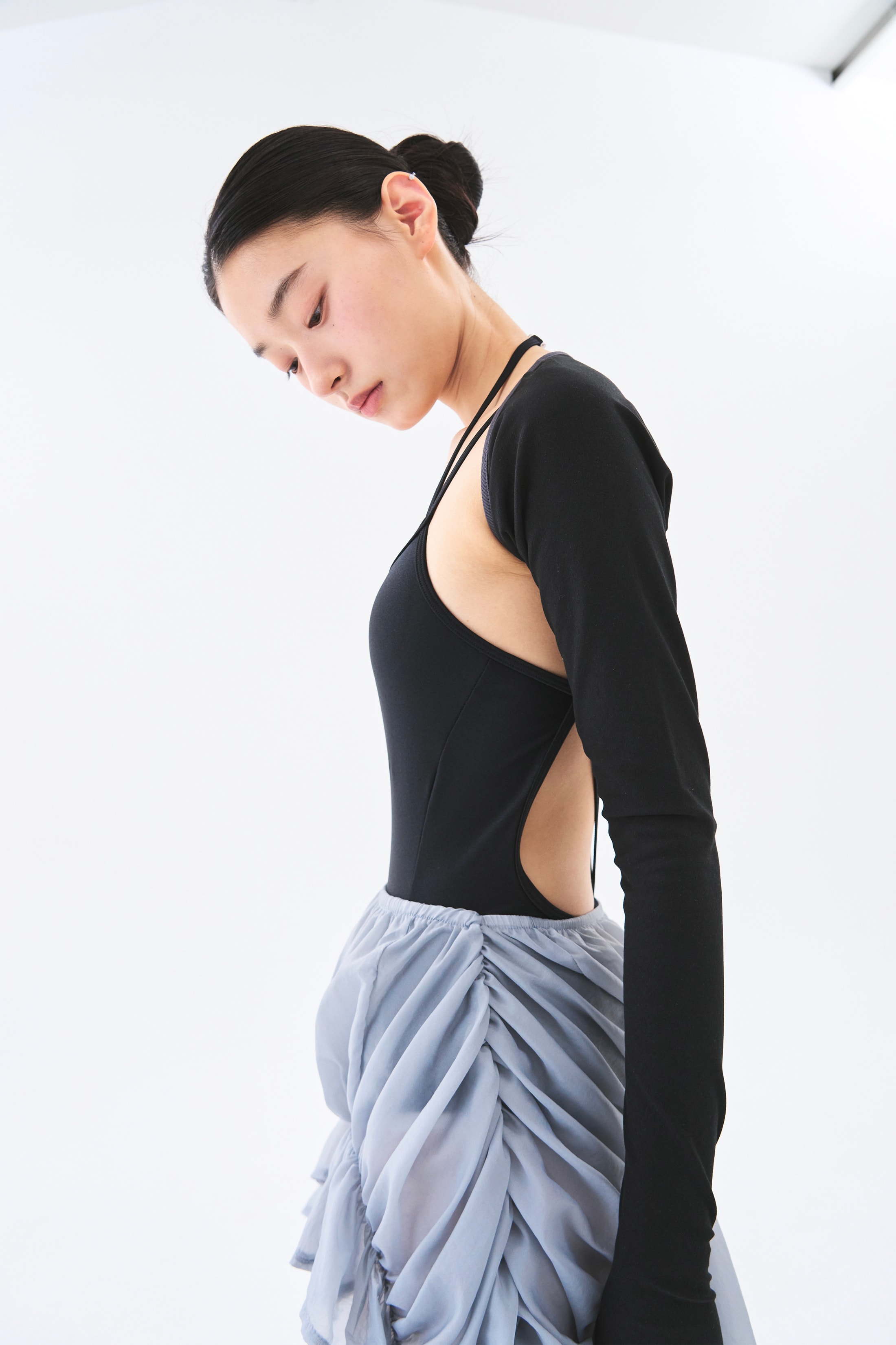 Sheer Coil Skirt _ Mist Grey