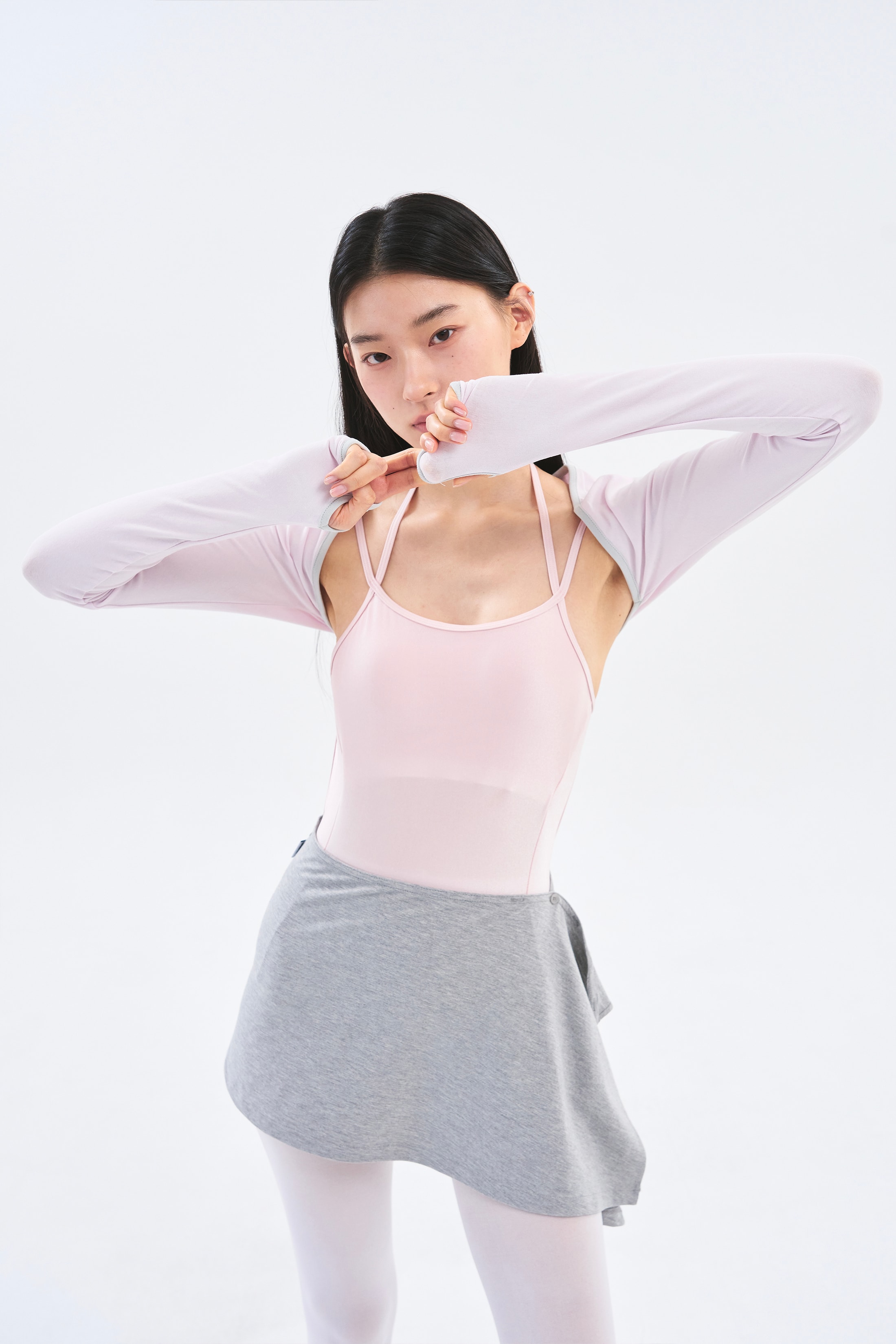 [2차 Reorder]Button Wrap Skirt _ Melange Grey