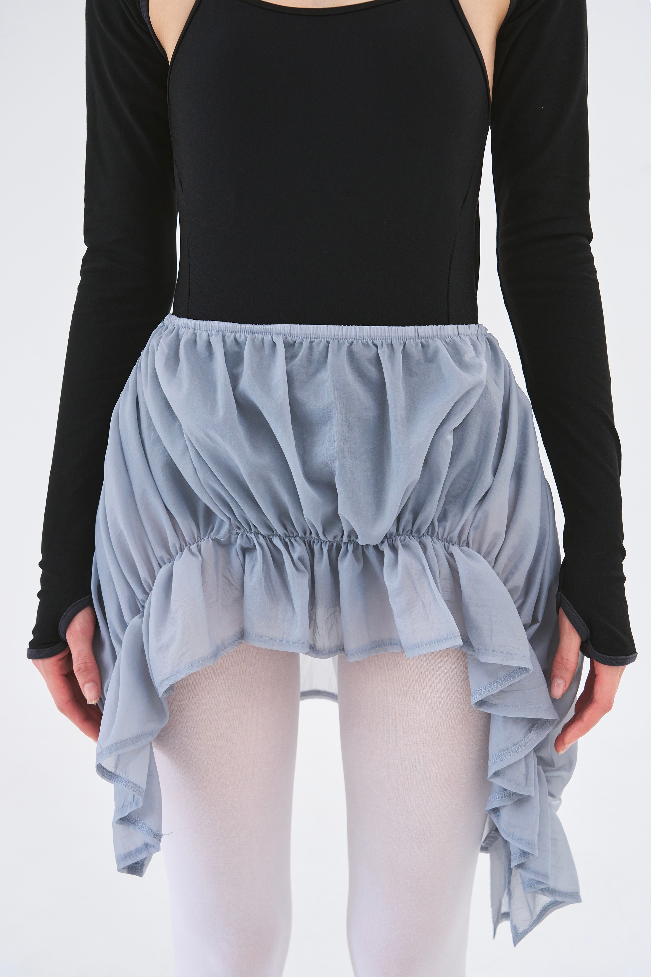 Sheer Coil Skirt _ Mist Grey