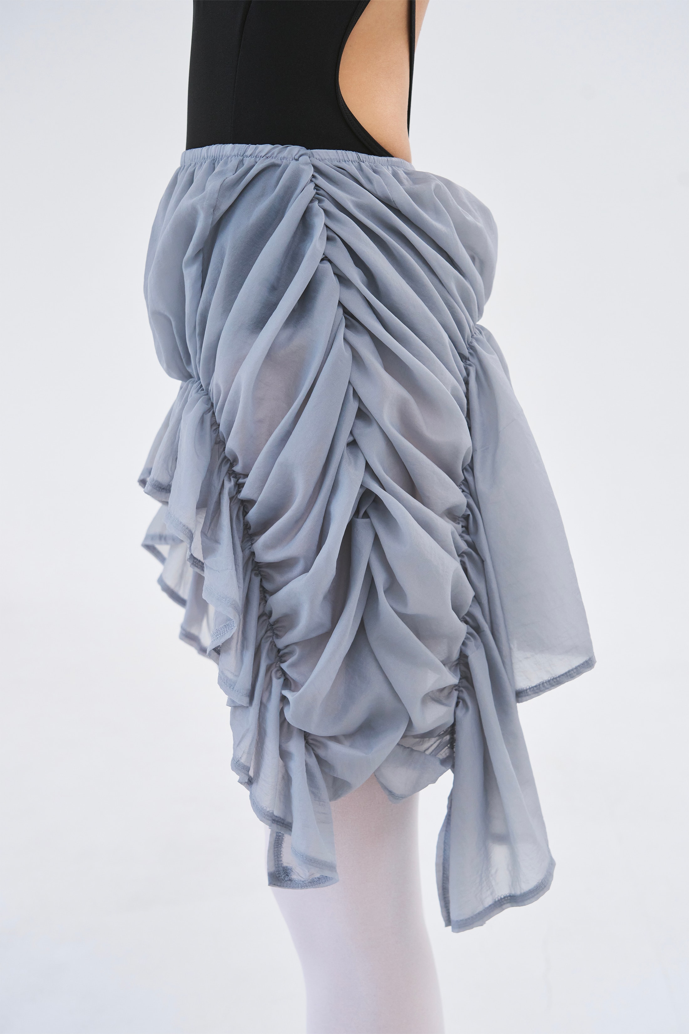 Sheer Coil Skirt _ Mist Grey