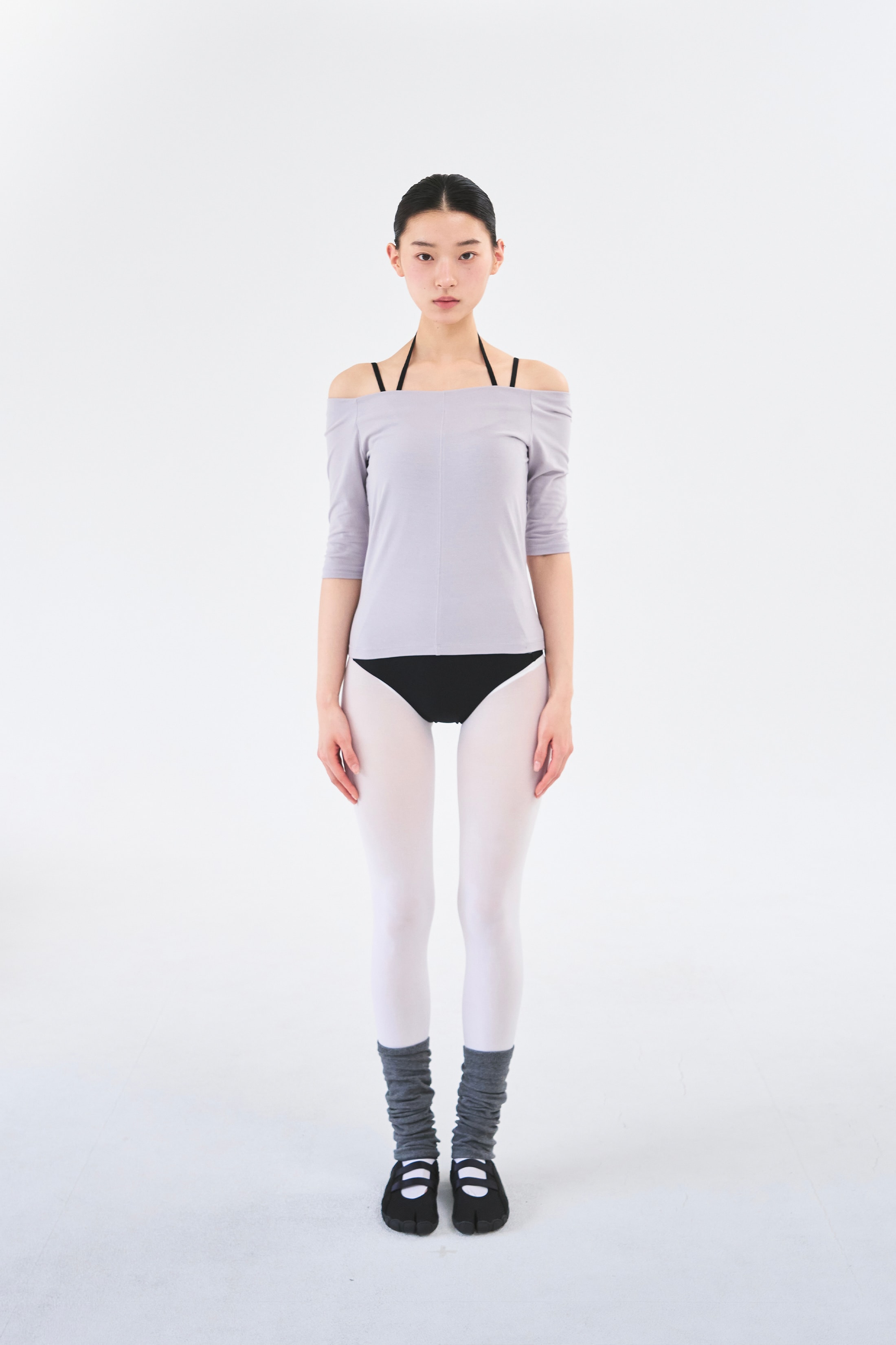 Off Shoulder Tee _ Grey Lavender