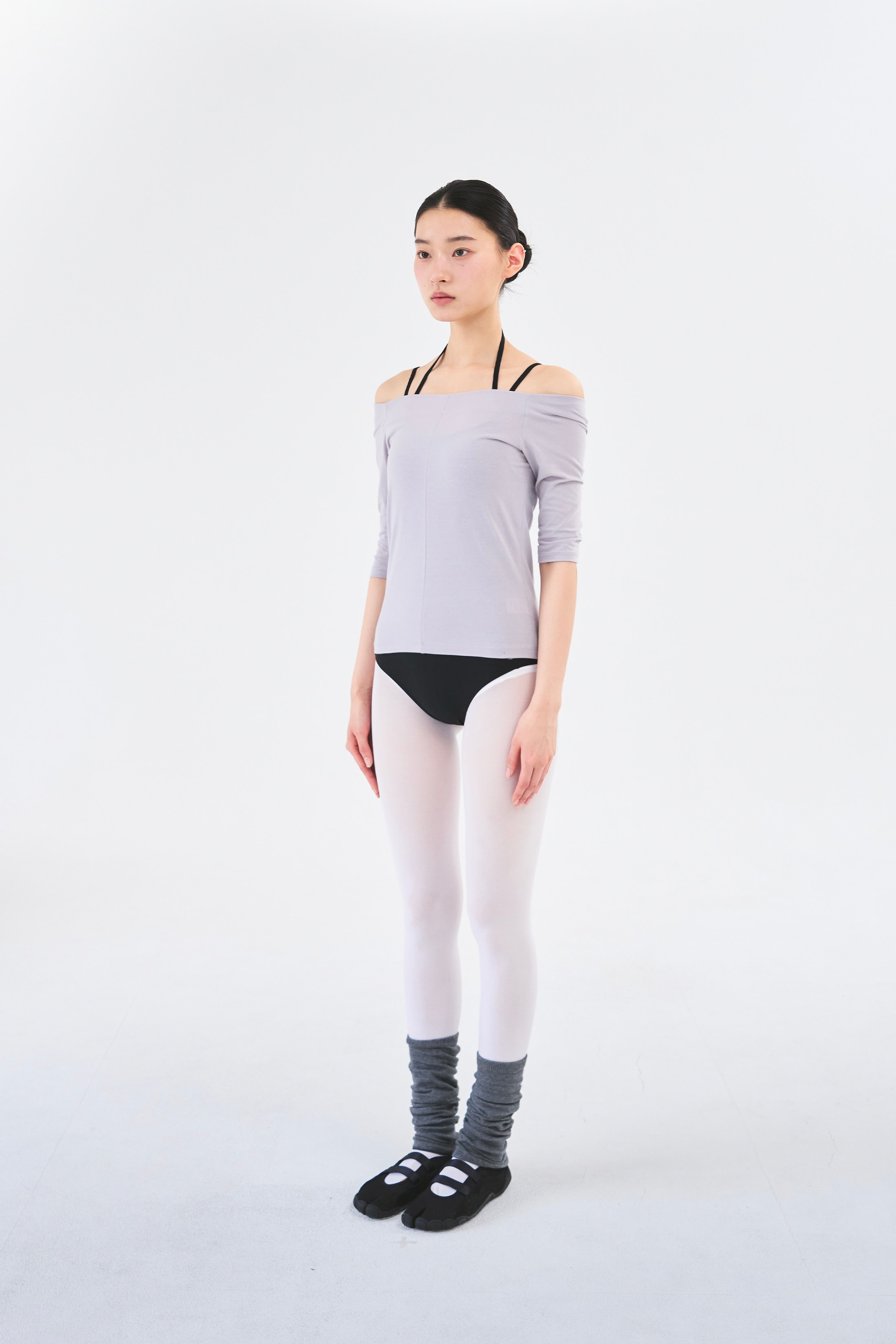 Off Shoulder Tee _ Grey Lavender