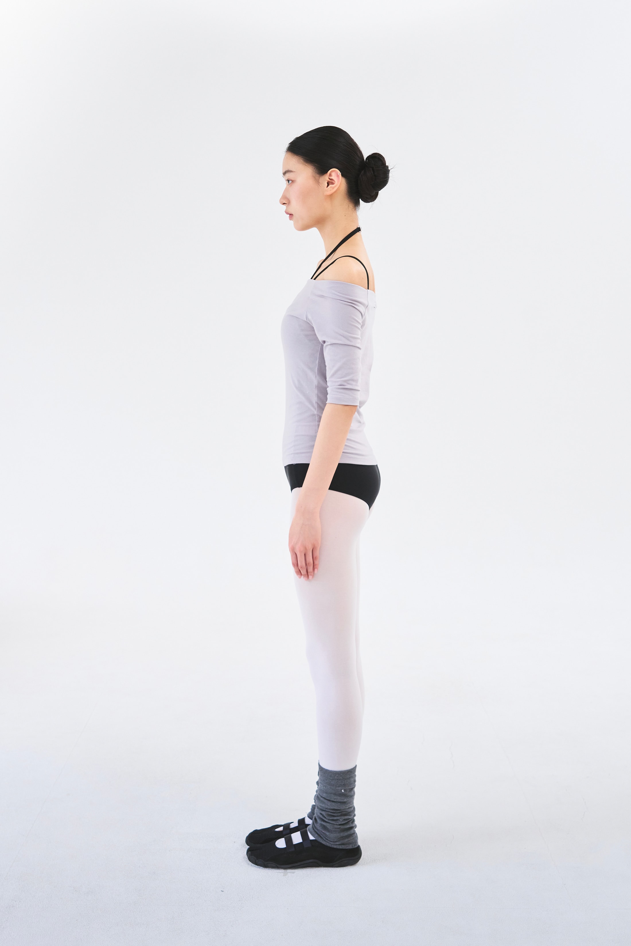 Off Shoulder Tee _ Grey Lavender