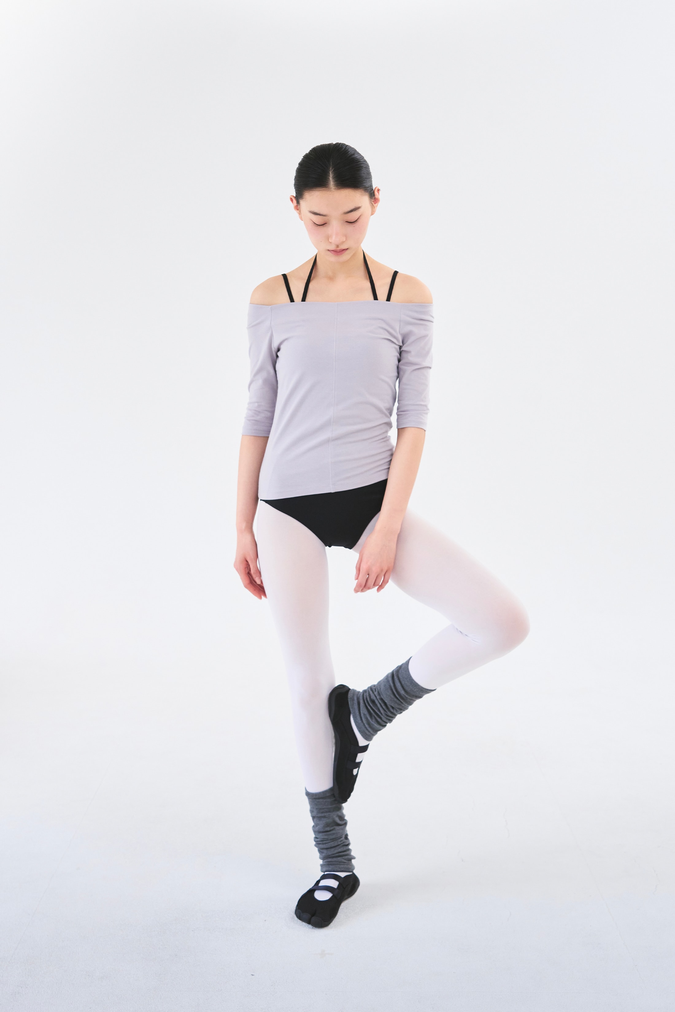 Off Shoulder Tee _ Grey Lavender