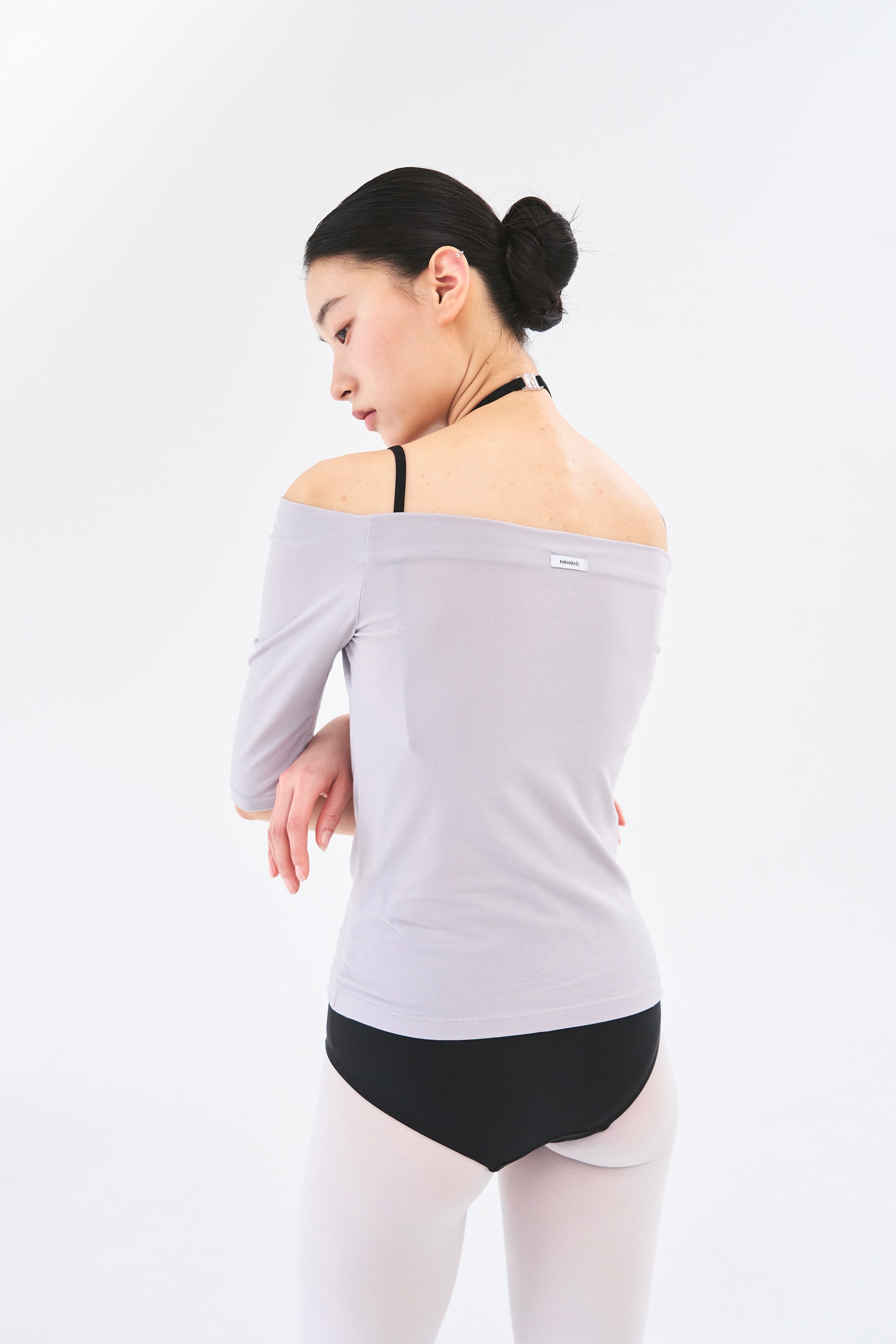 Off Shoulder Tee _ Grey Lavender