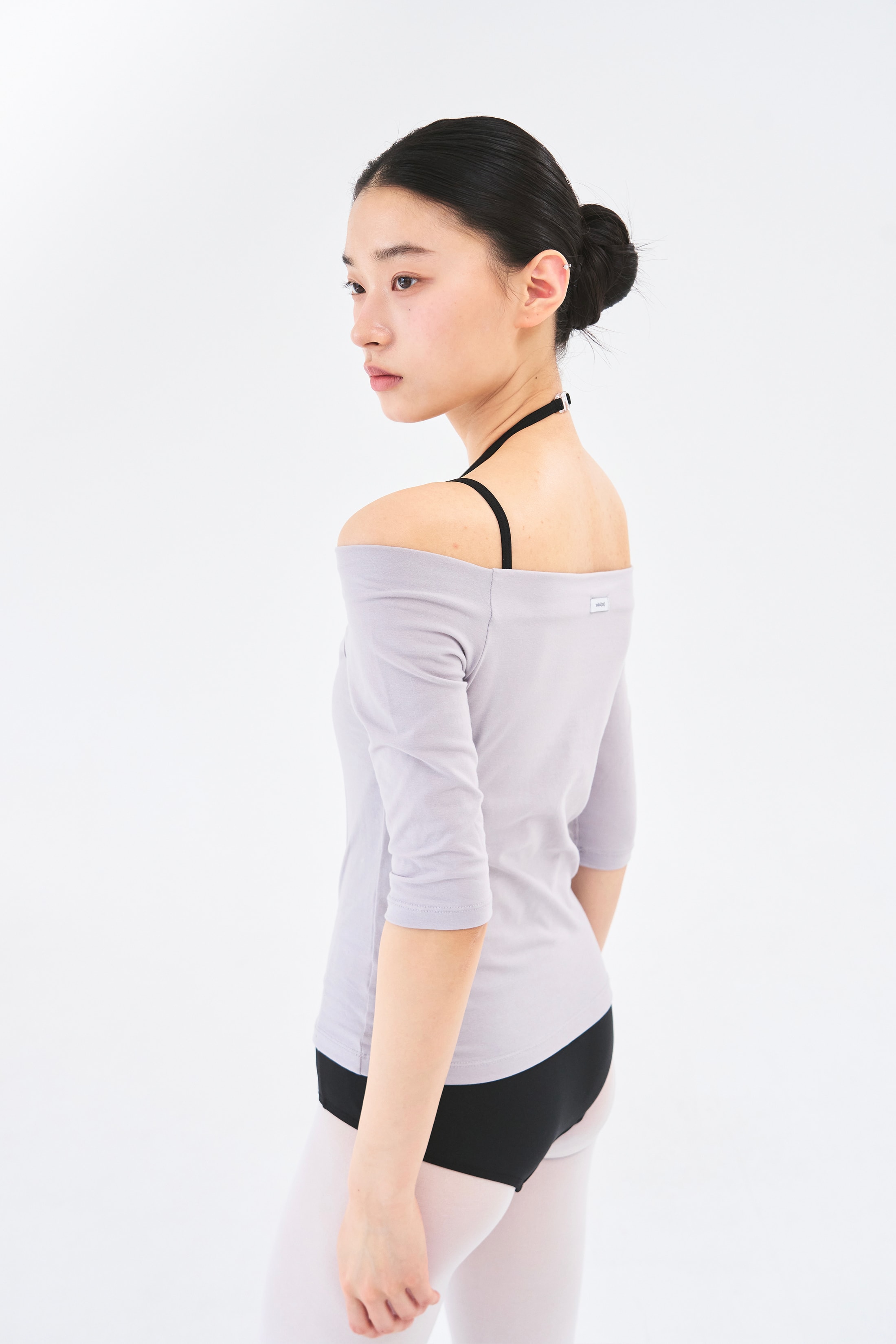 Off Shoulder Tee _ Grey Lavender
