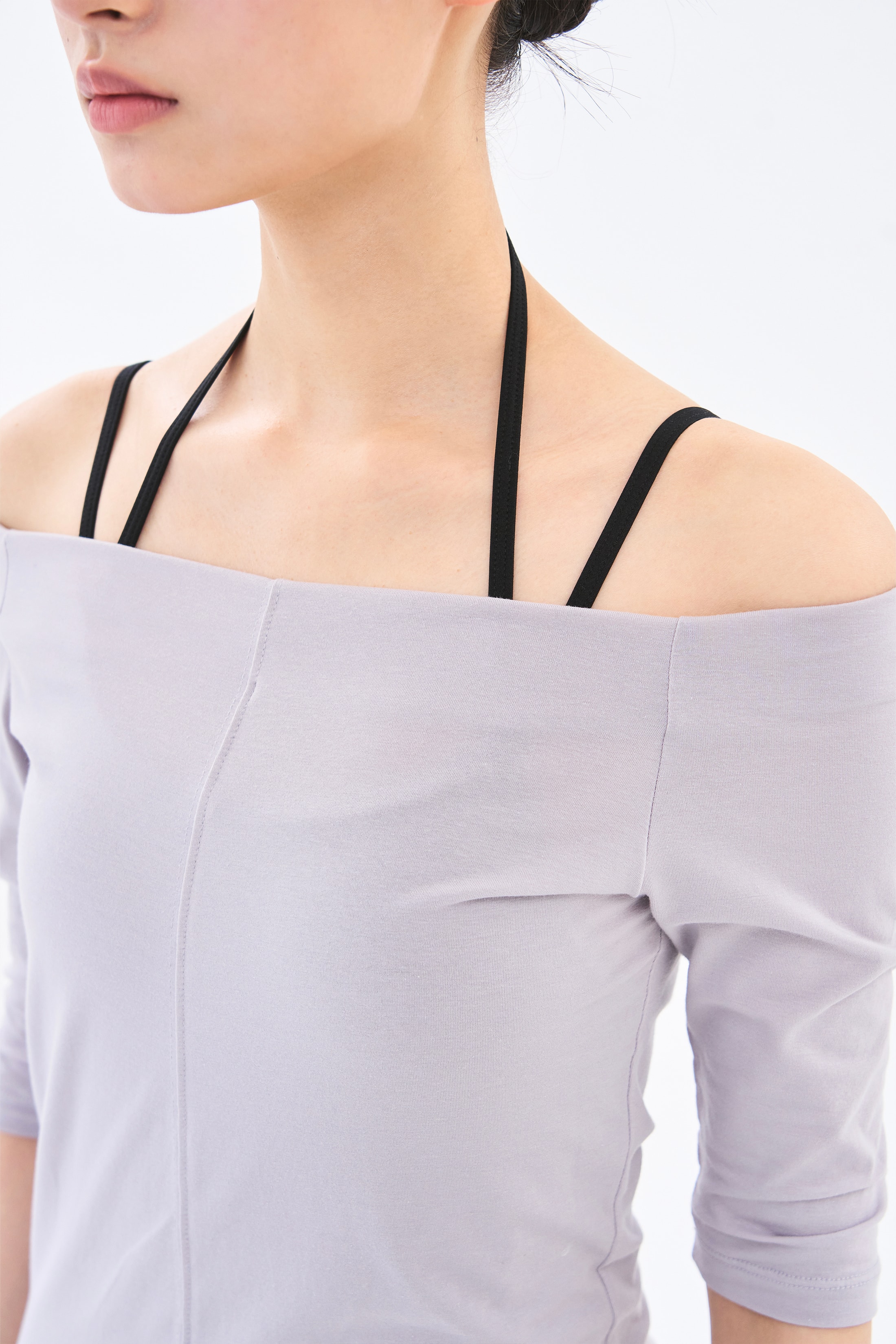 Off Shoulder Tee _ Grey Lavender