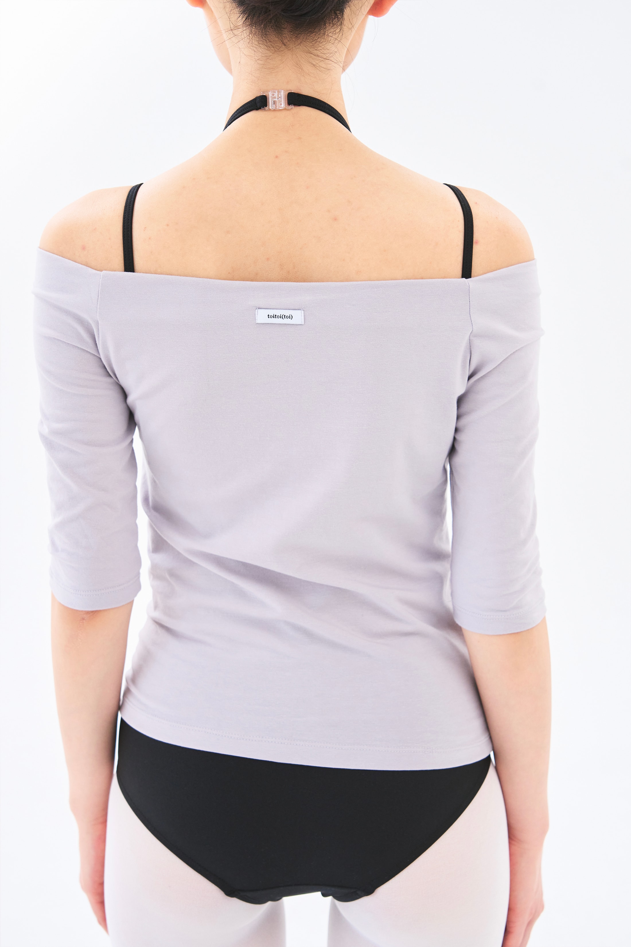 Off Shoulder Tee _ Grey Lavender