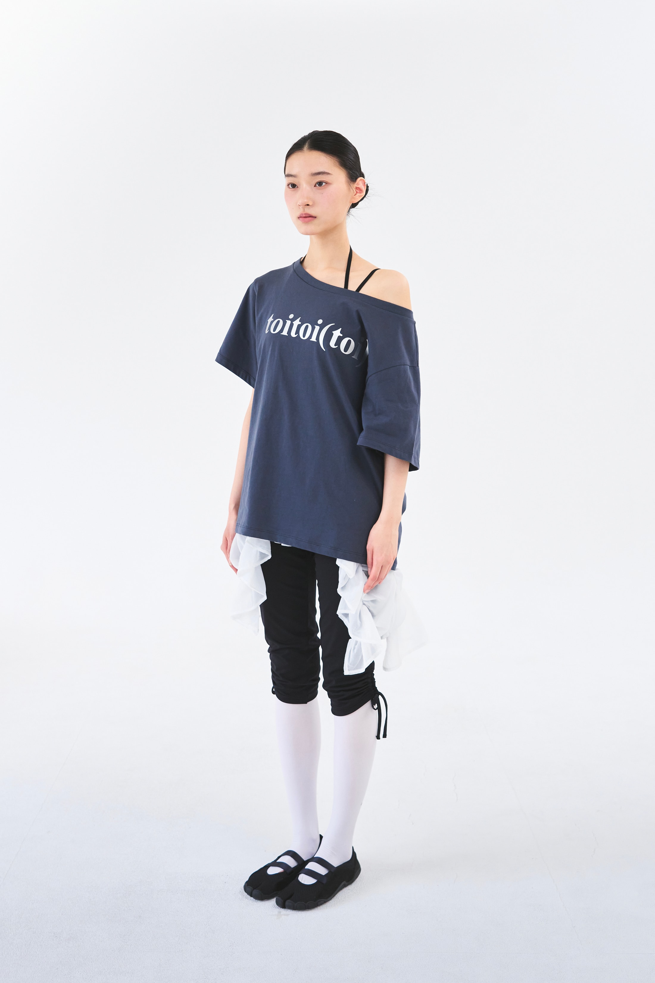 [5차 Reorder]Toitoi(toi) Drape Shoulder Tee _ Navy Charcoal